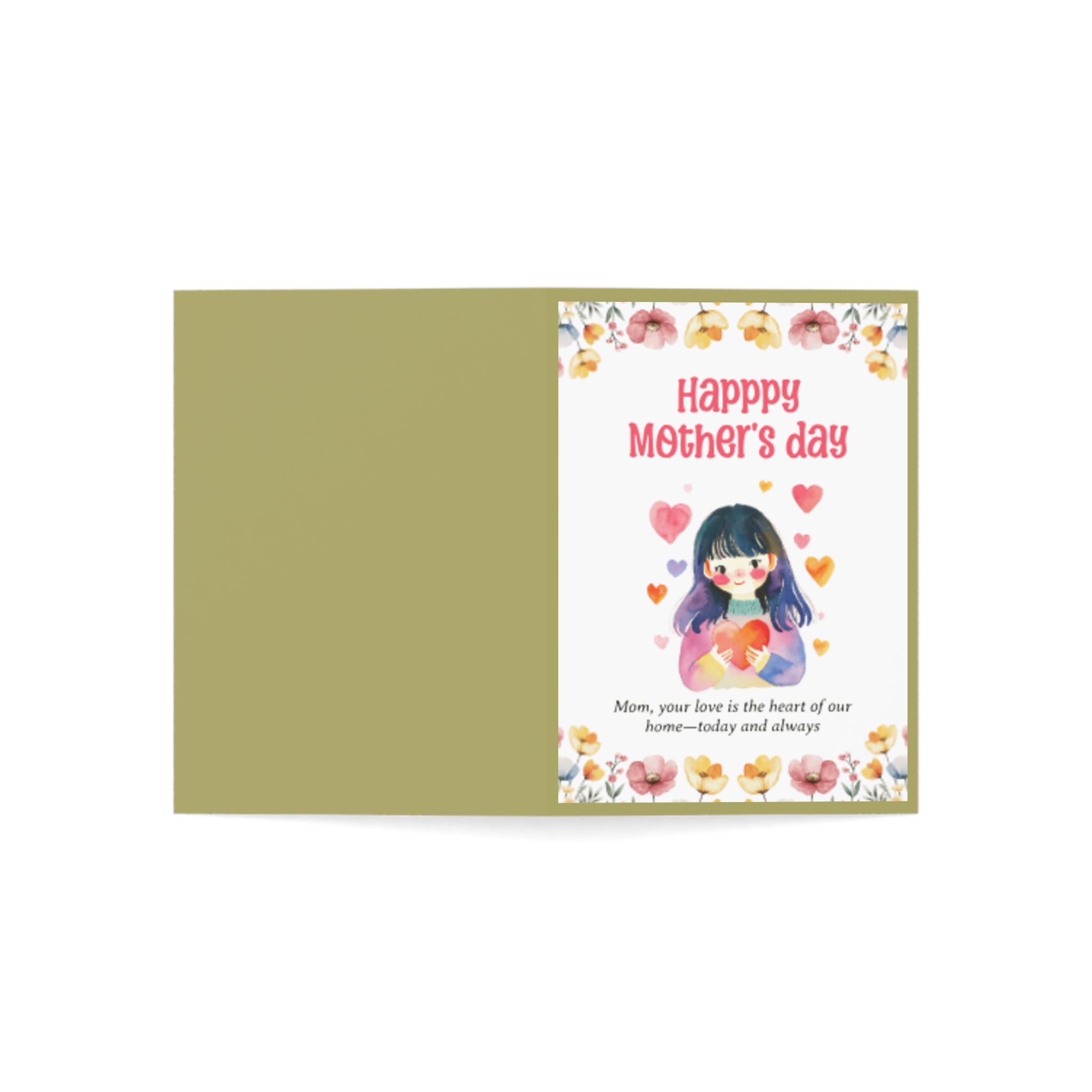 Mother's Day Greeting Card - Cute Floral Mom Card “Your Love Is the Heart of Our Home” (Bulk 1/10/30/50)