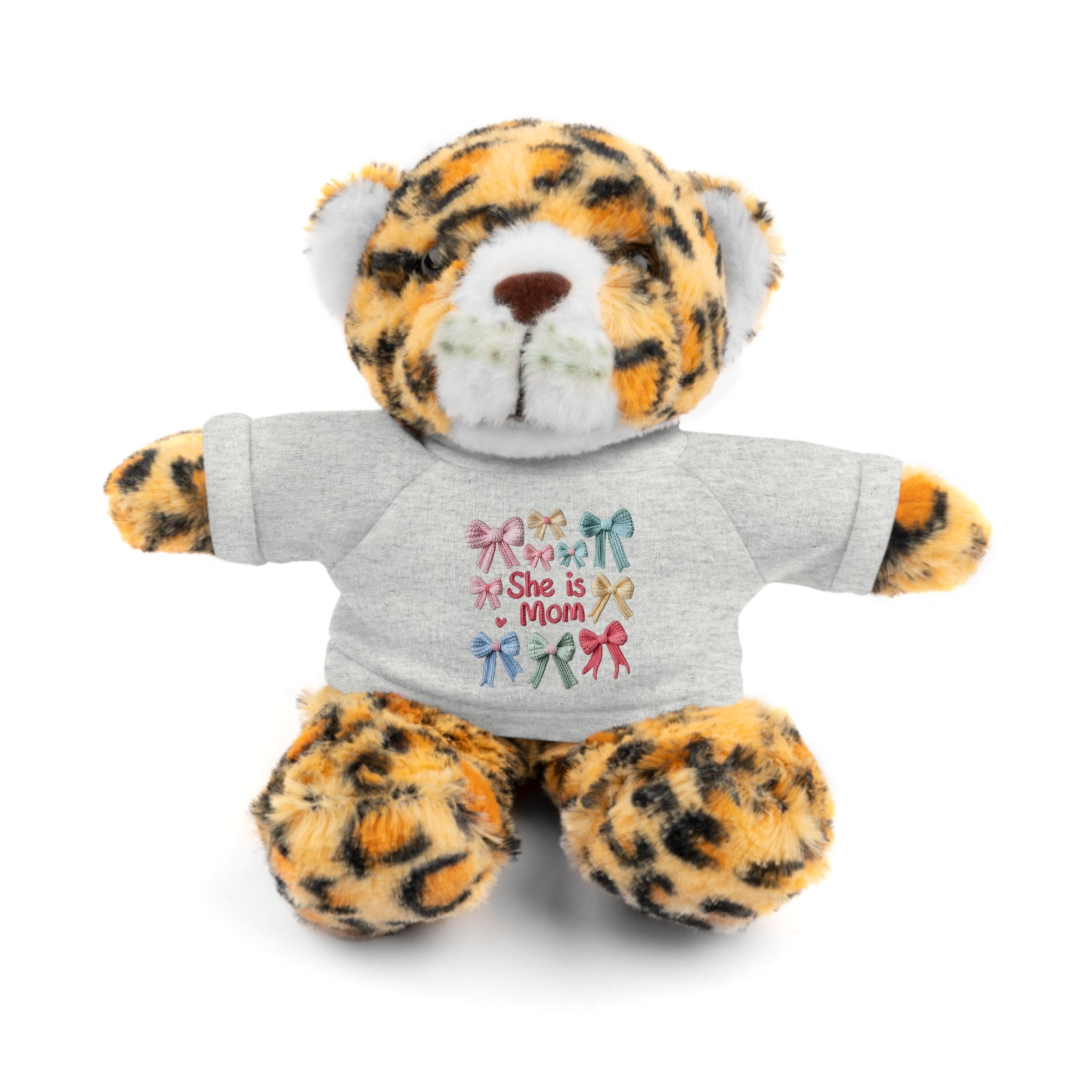 She is Mom Plush Bear with T‑Shirt – Cute Mother's Day Teddy Gift