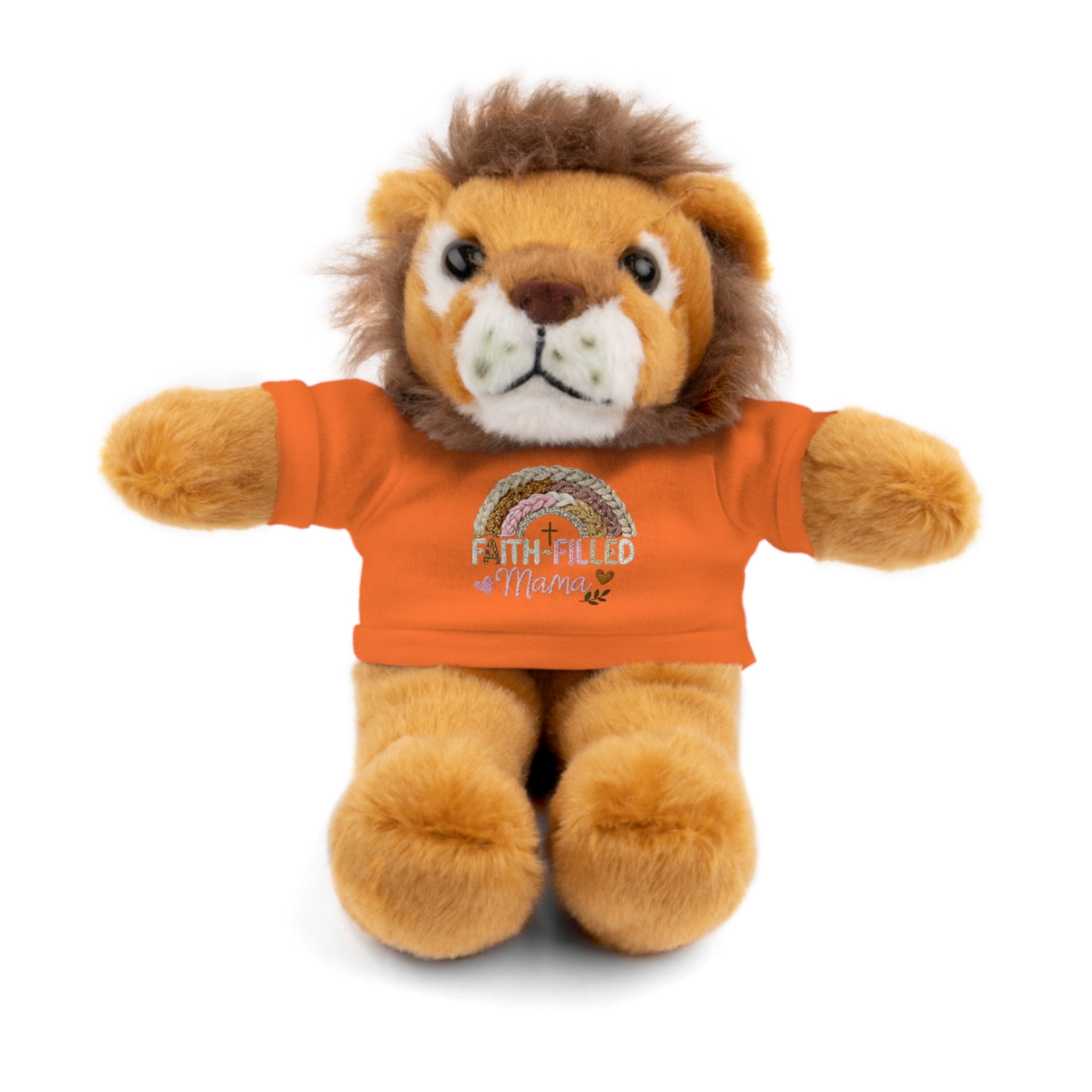 Inspirational Plush Toy with “Faith-Filled Mama” Rainbow Tee