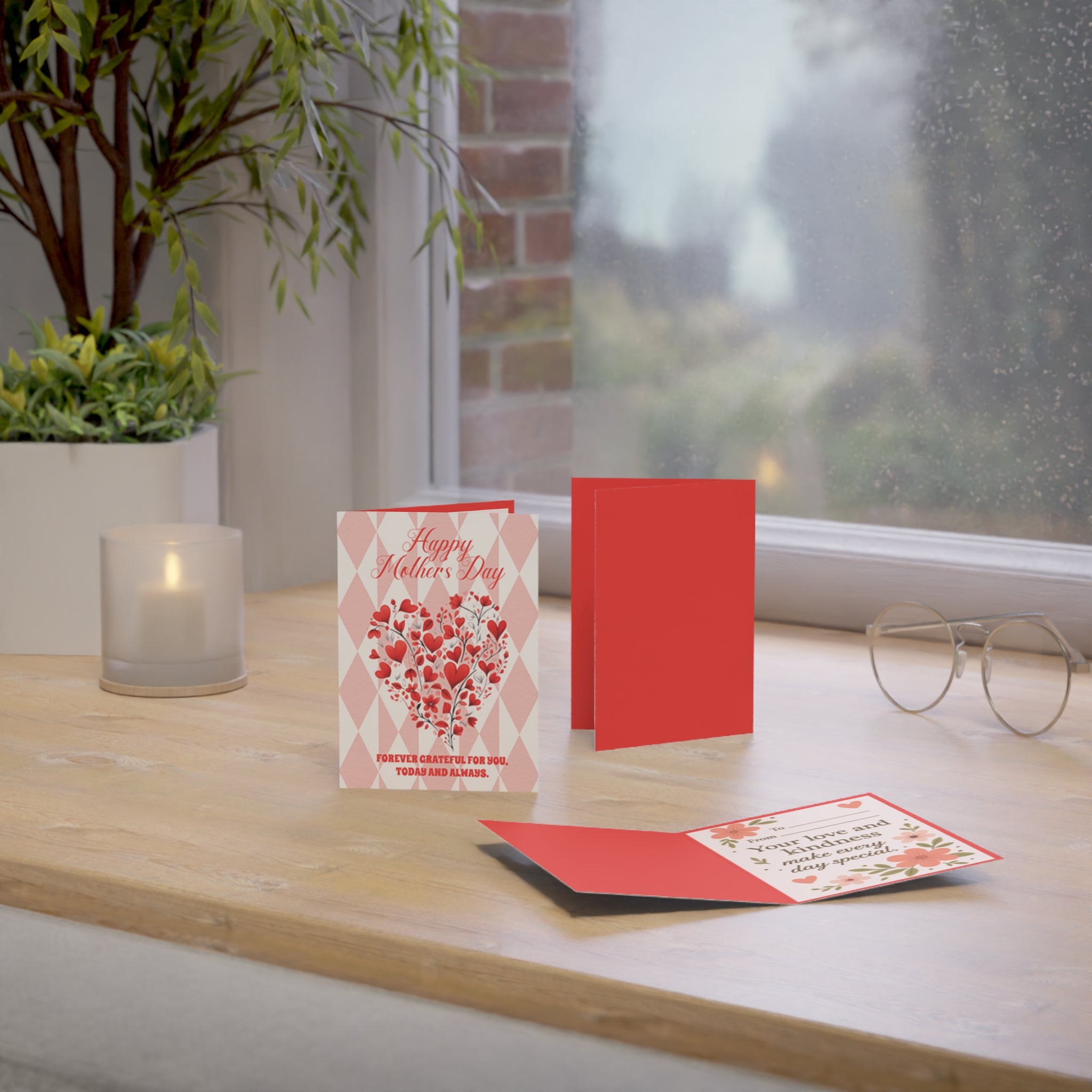 Mother's Day Greeting Cards – Heart Bouquet Design (Pack of 1, 10, 30, 50)