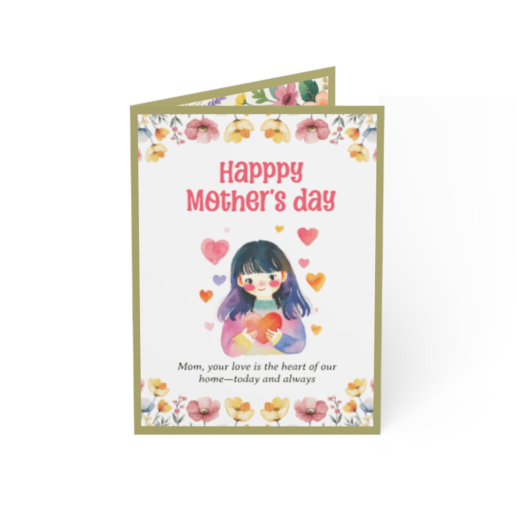Mother's Day Greeting Card - Cute Floral Mom Card “Your Love Is the Heart of Our Home” (Bulk 1/10/30/50)