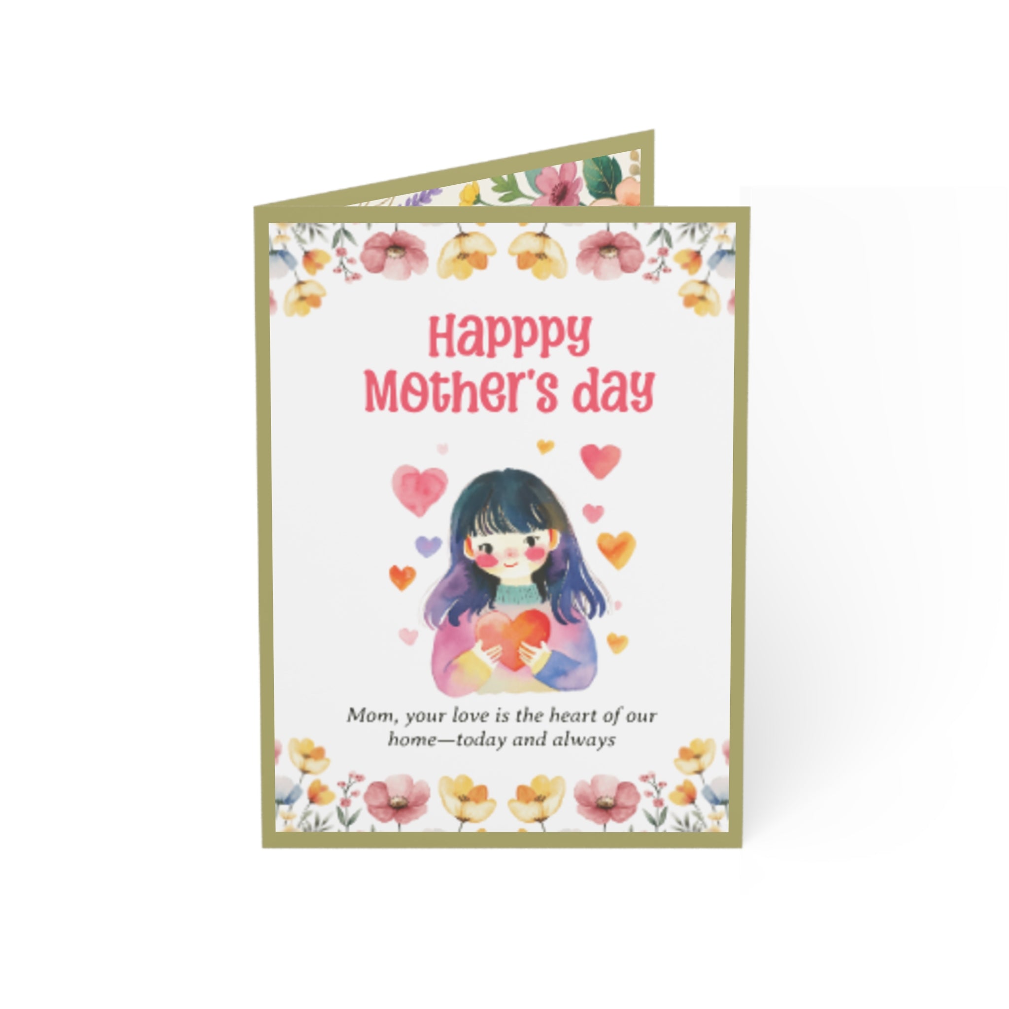 Mother's Day Greeting Card - Cute Floral Mom Card “Your Love Is the Heart of Our Home” (Bulk 1/10/30/50)