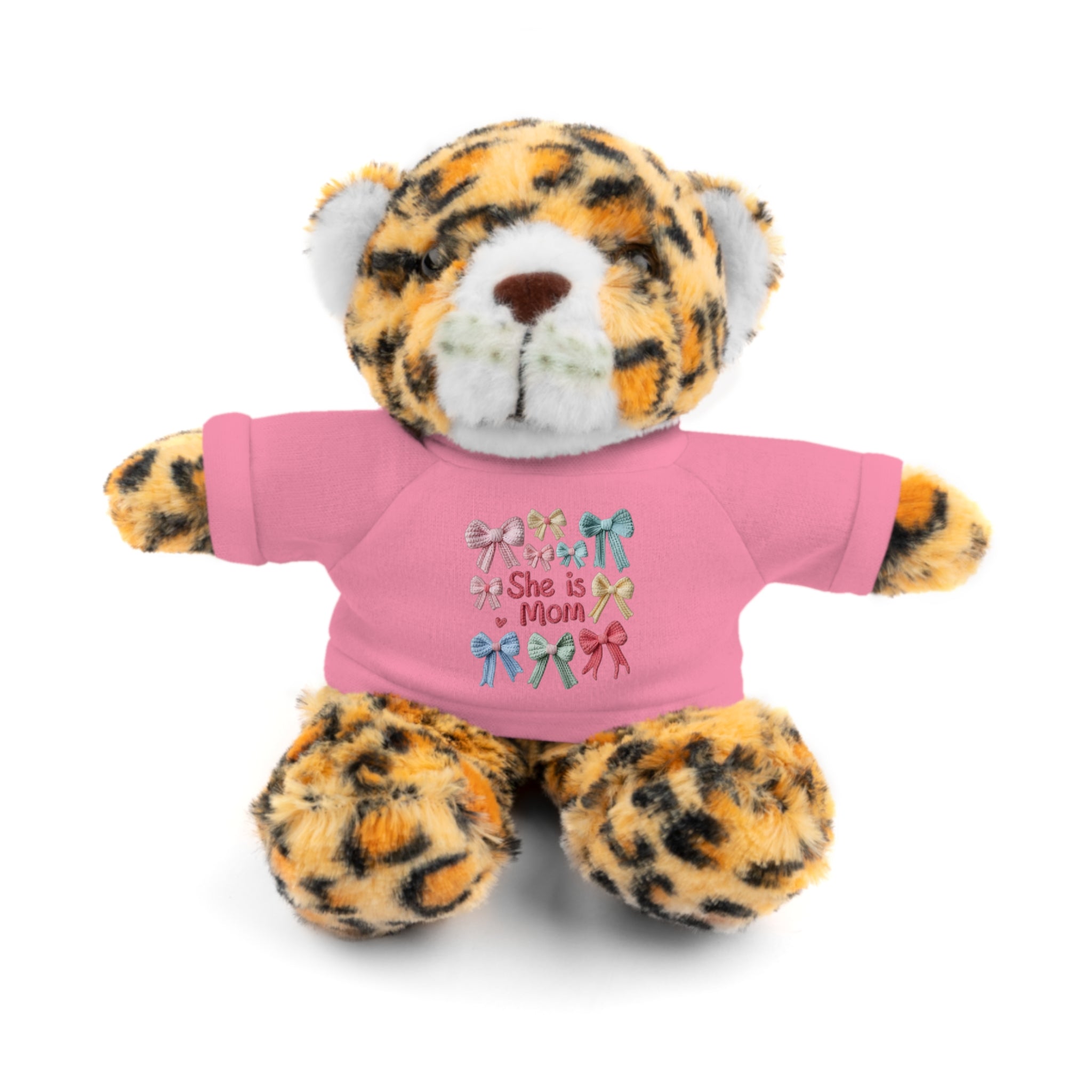 She is Mom Plush Bear with T‑Shirt – Cute Mother's Day Teddy Gift
