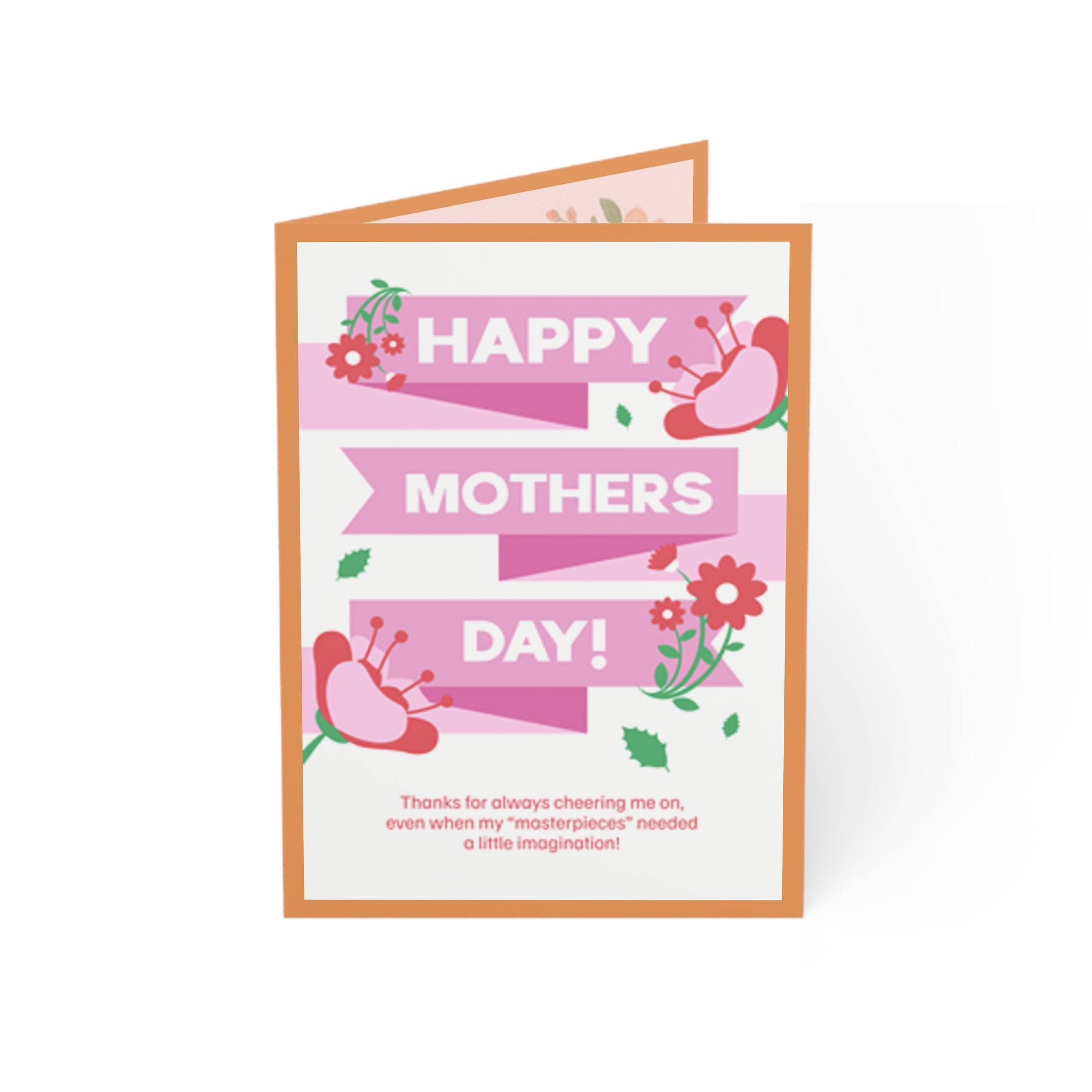 Happy Mothers Day Greeting Card — Floral Ribbon Design (1/10/30/50 pcs)