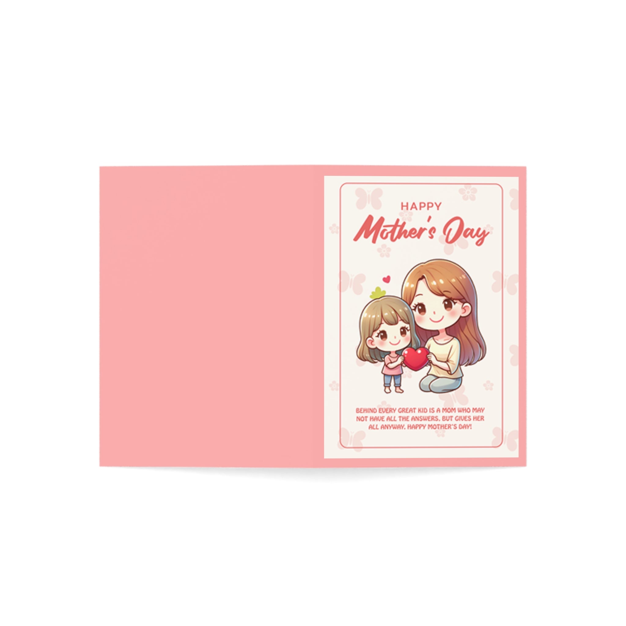 Mother's Day Greeting Card – Cute Mom & Daughter Card (Pack of 1/10/30/50)