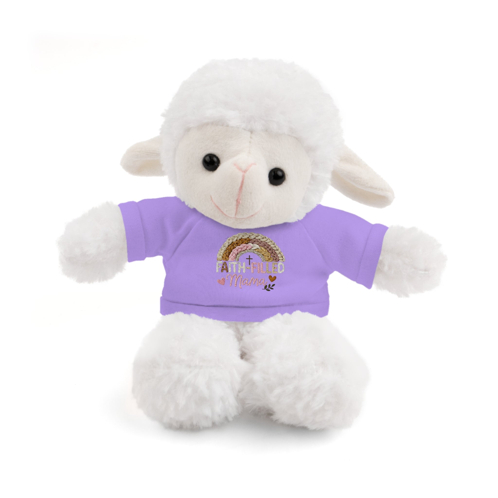 Inspirational Plush Toy with “Faith-Filled Mama” Rainbow Tee