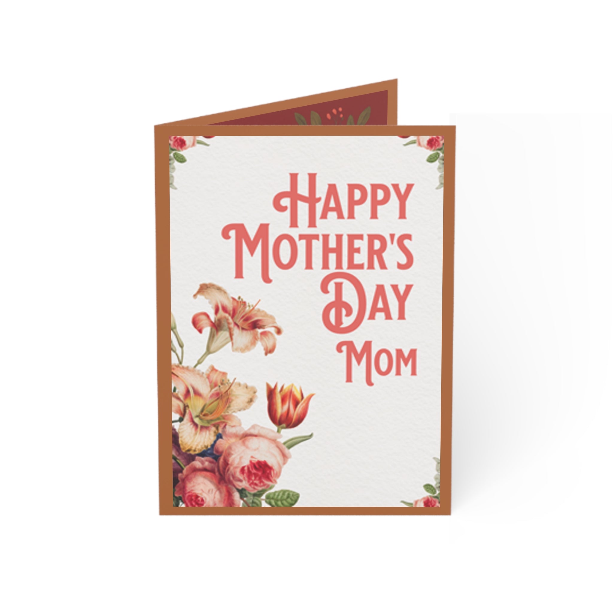 Mother's Day Greeting Card – "Happy Mother's Day Mom" Floral Folded Card (1/10/30/50 pcs)