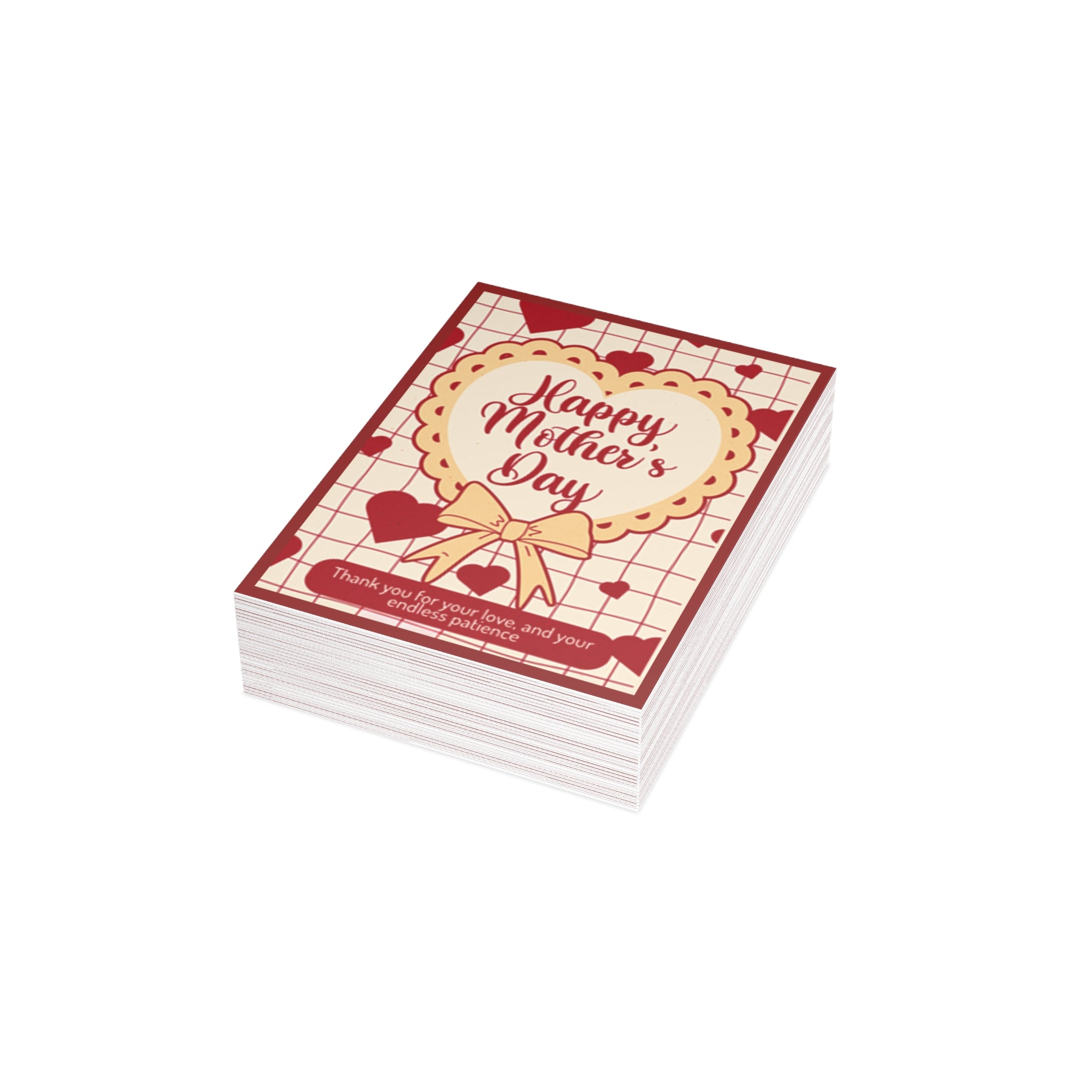 Mother's Day Greeting Cards — "Happy Mother's Day" Heart Design (1/10/30/50 pcs)