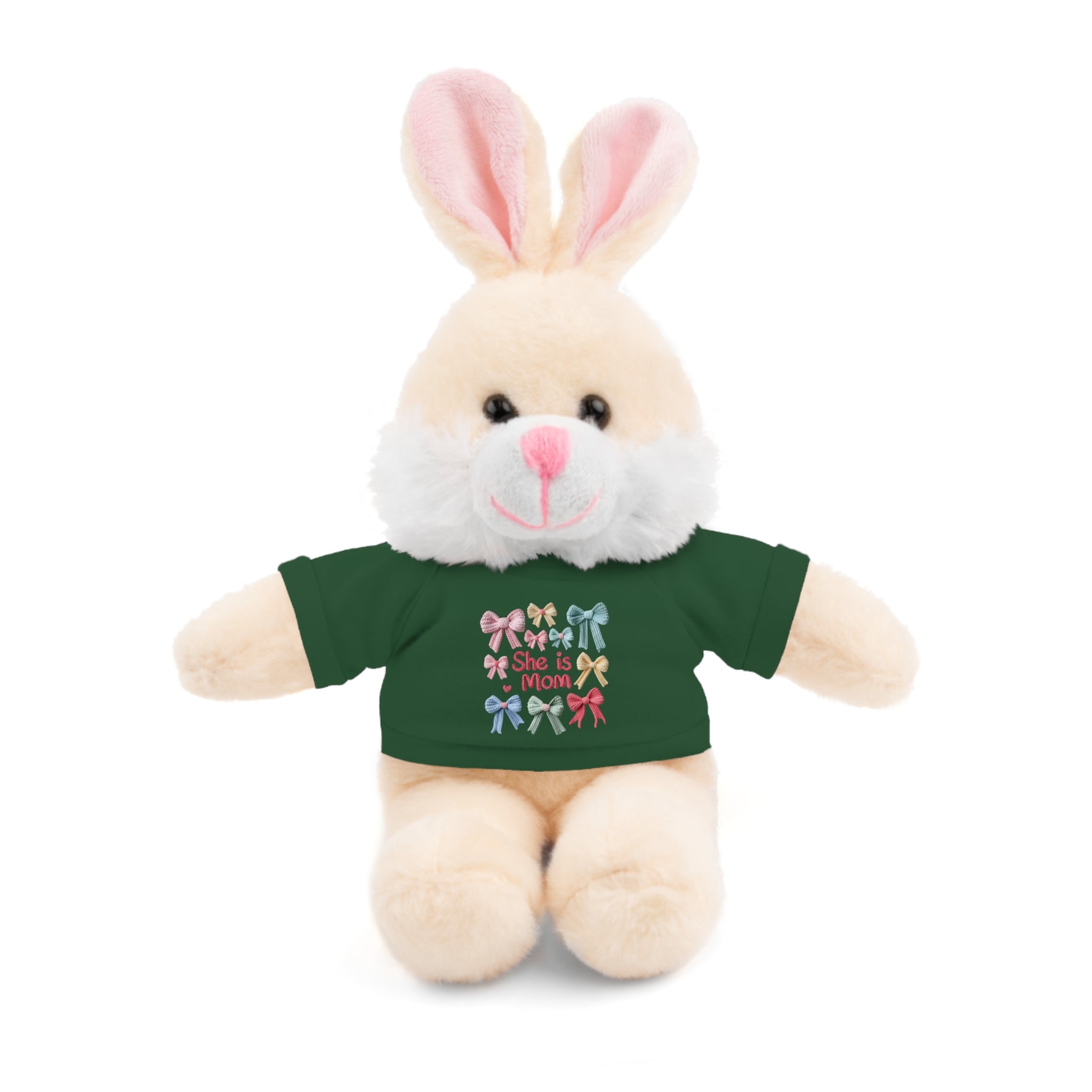 She is Mom Plush Bear with T‑Shirt – Cute Mother's Day Teddy Gift