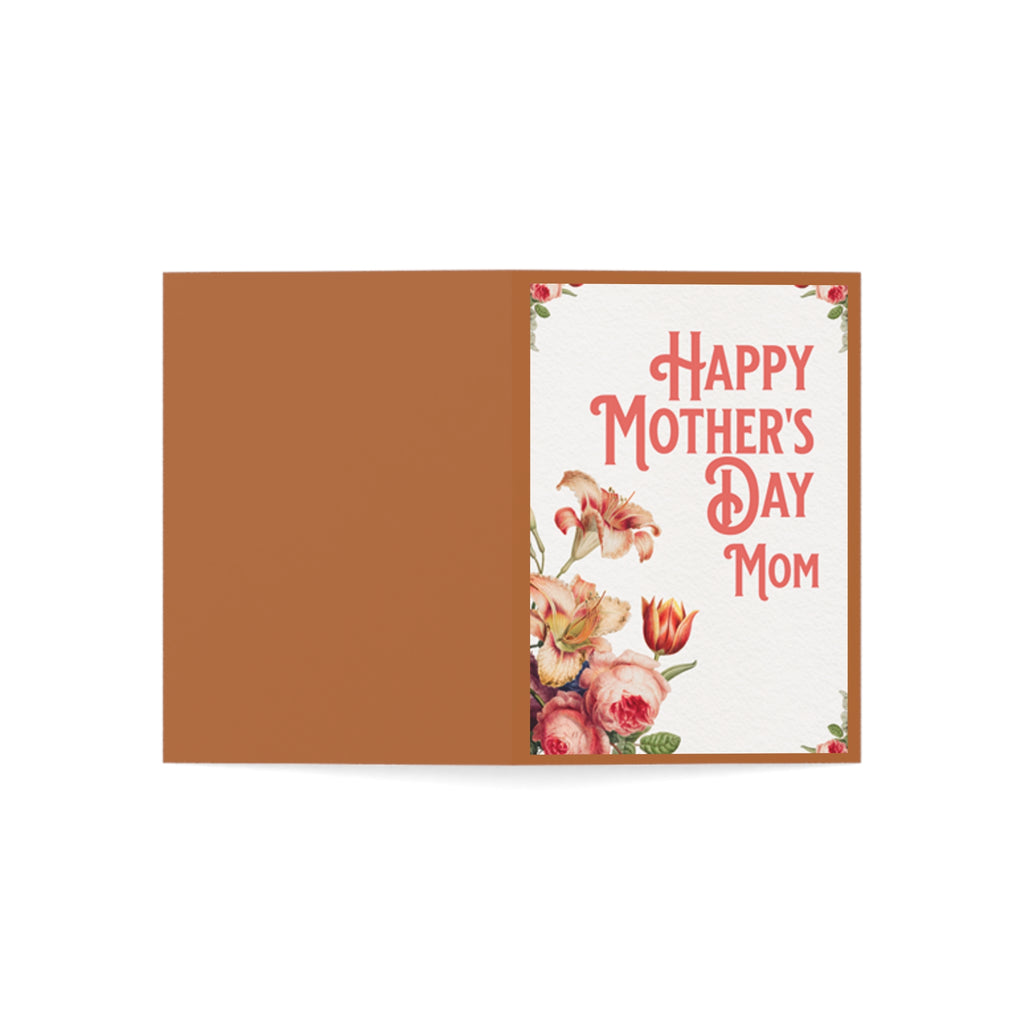 Mother's Day Greeting Card – "Happy Mother's Day Mom" Floral Folded Card (1/10/30/50 pcs)