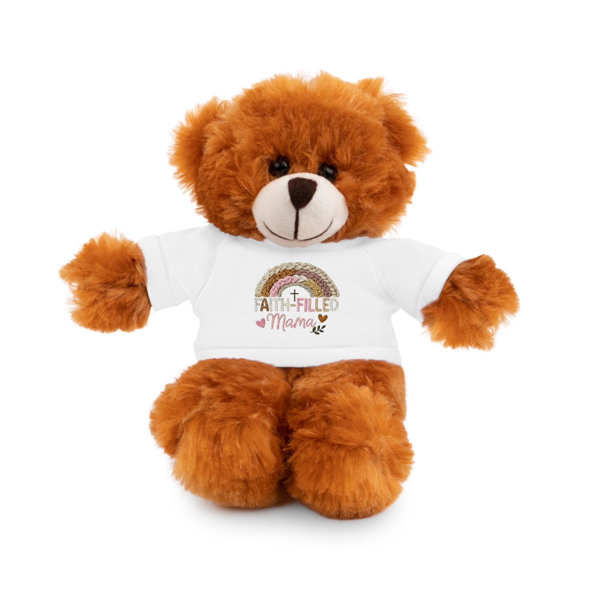 Inspirational Plush Toy with “Faith-Filled Mama” Rainbow Tee