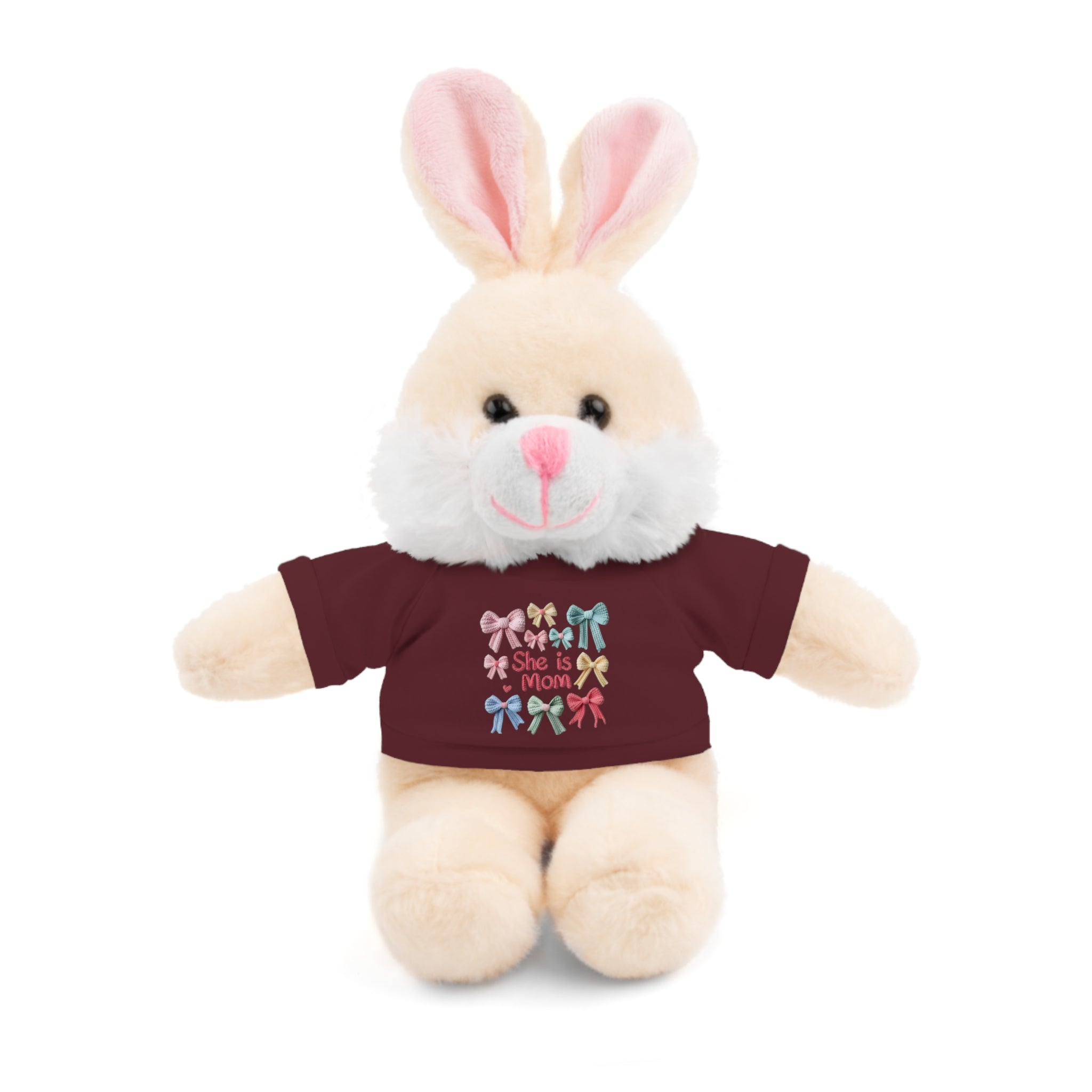 She is Mom Plush Bear with T‑Shirt – Cute Mother's Day Teddy Gift