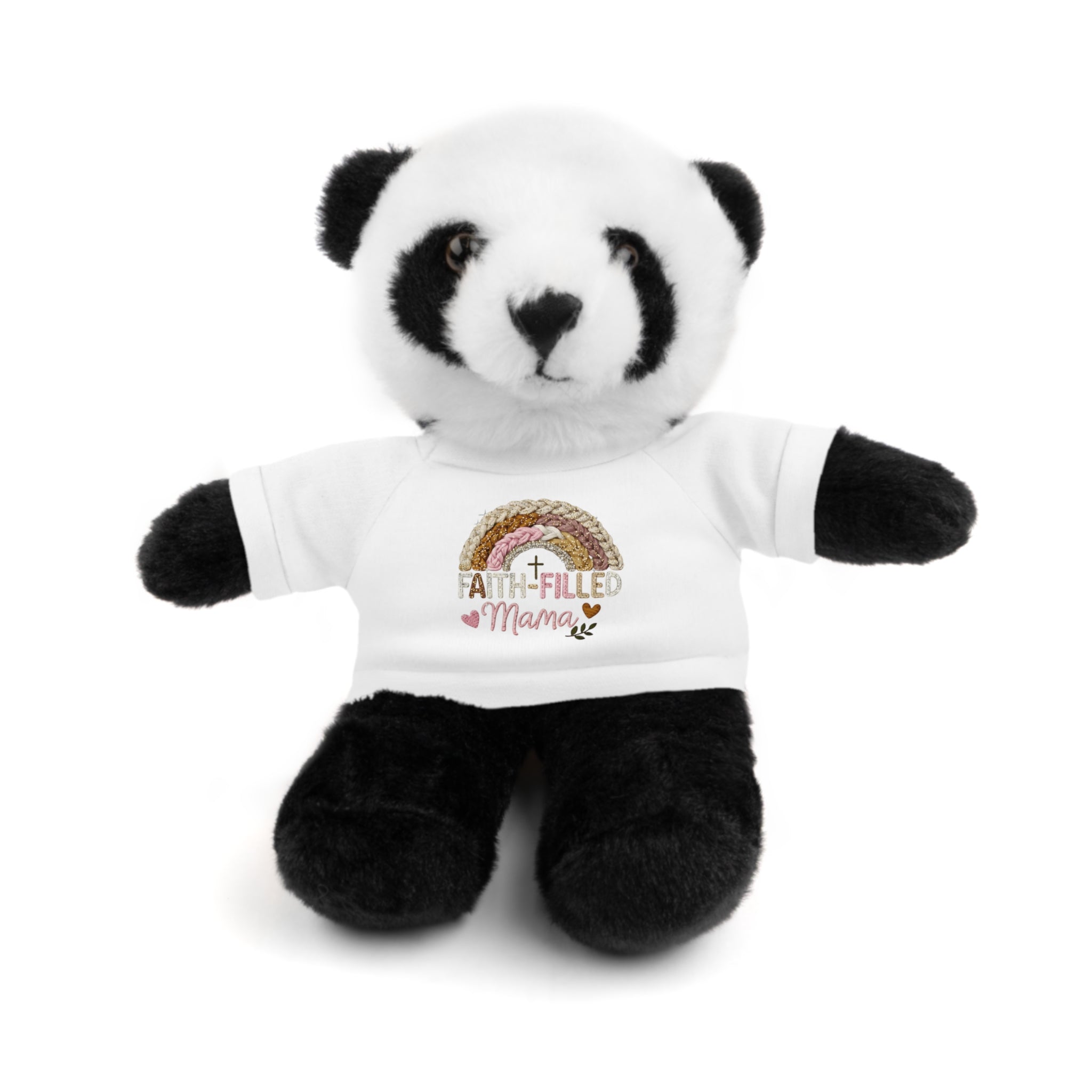 Inspirational Plush Toy with “Faith-Filled Mama” Rainbow Tee