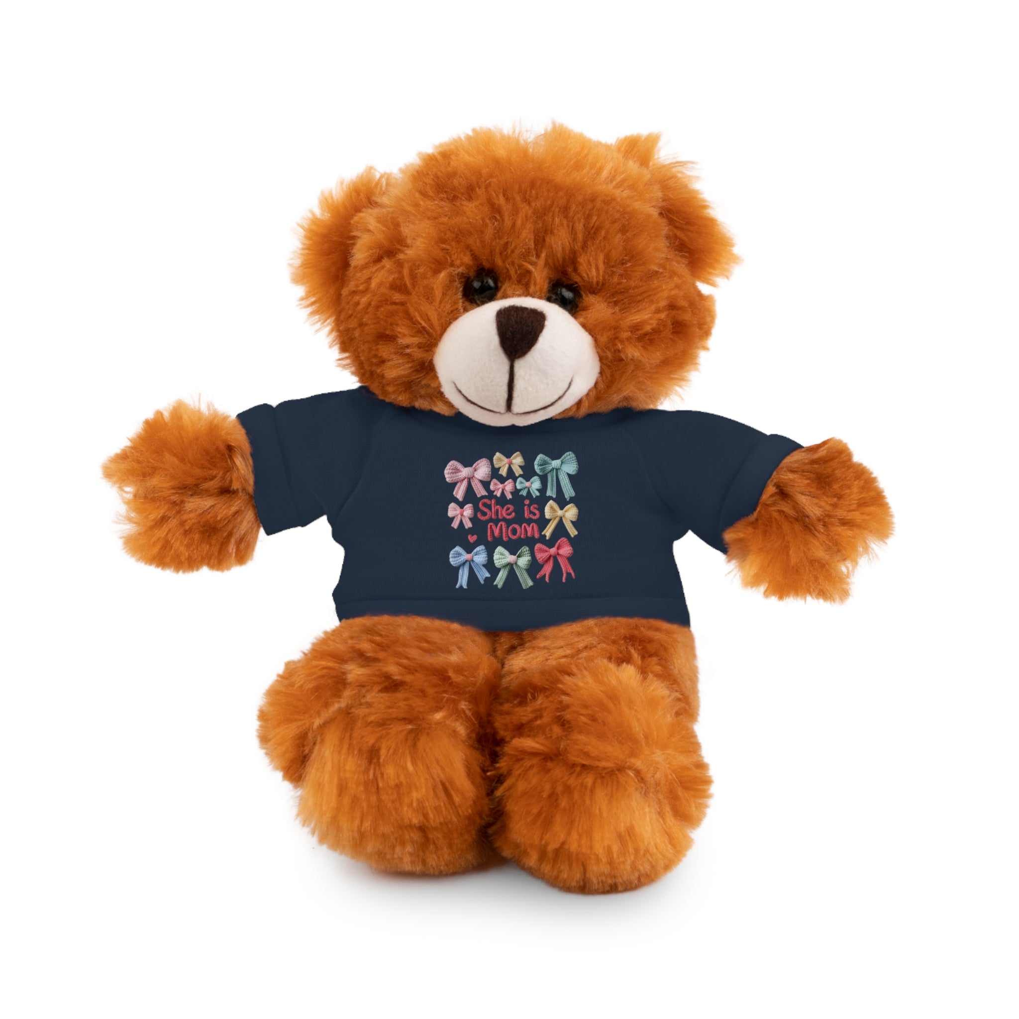 She is Mom Plush Bear with T‑Shirt – Cute Mother's Day Teddy Gift