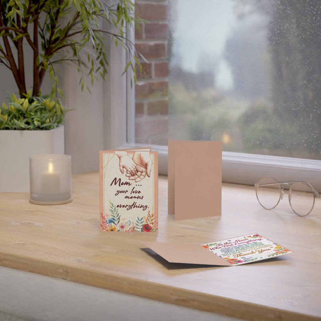 Mother's Day Greeting Card - "Mom your love means everything" Floral Blank Inside (Pack of 1/10/30/50)