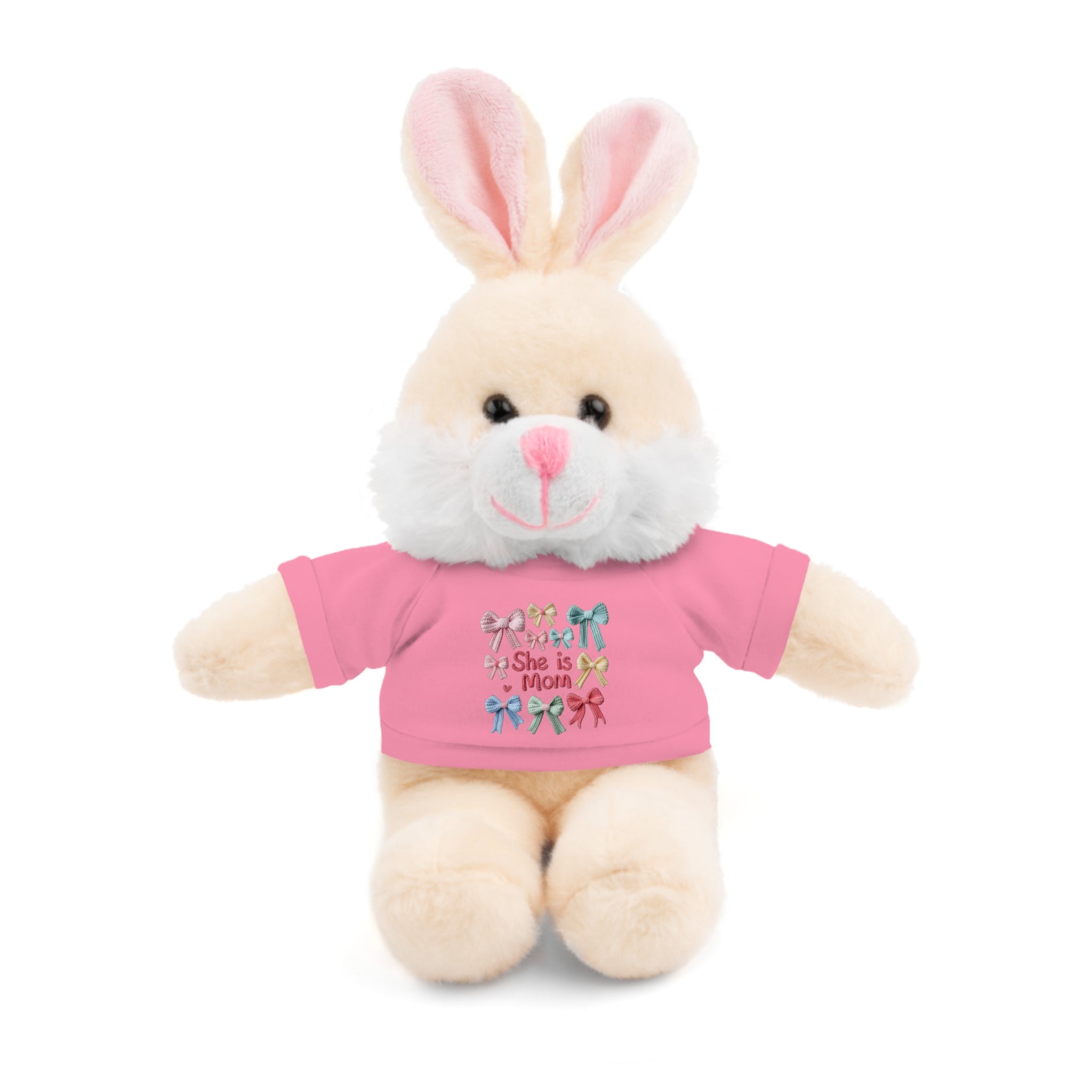 She is Mom Plush Bear with T‑Shirt – Cute Mother's Day Teddy Gift