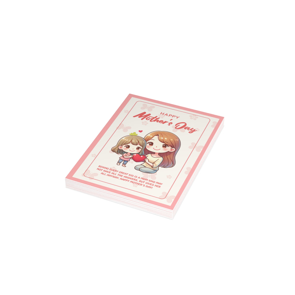 Mother's Day Greeting Card – Cute Mom & Daughter Card (Pack of 1/10/30/50)