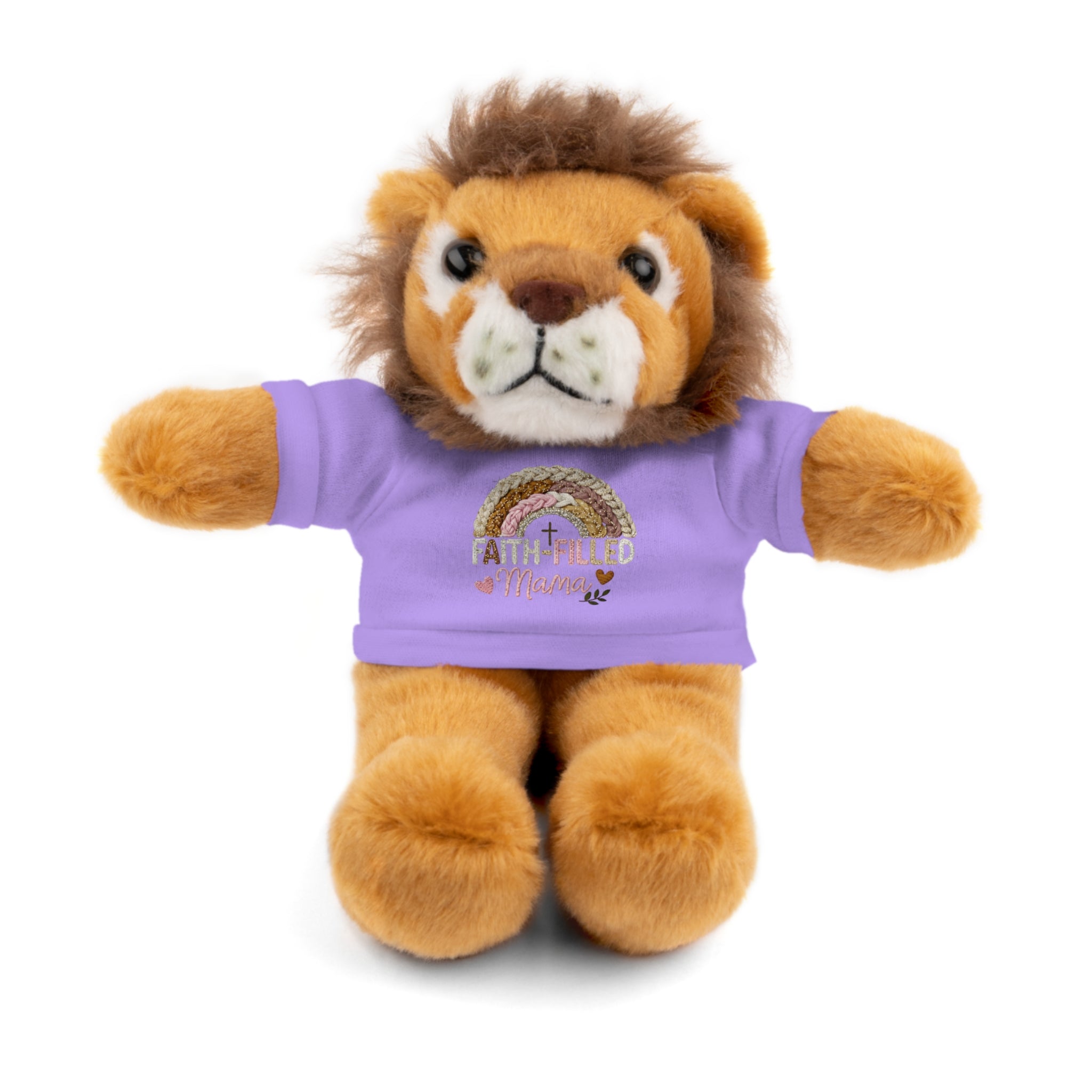 Inspirational Plush Toy with “Faith-Filled Mama” Rainbow Tee
