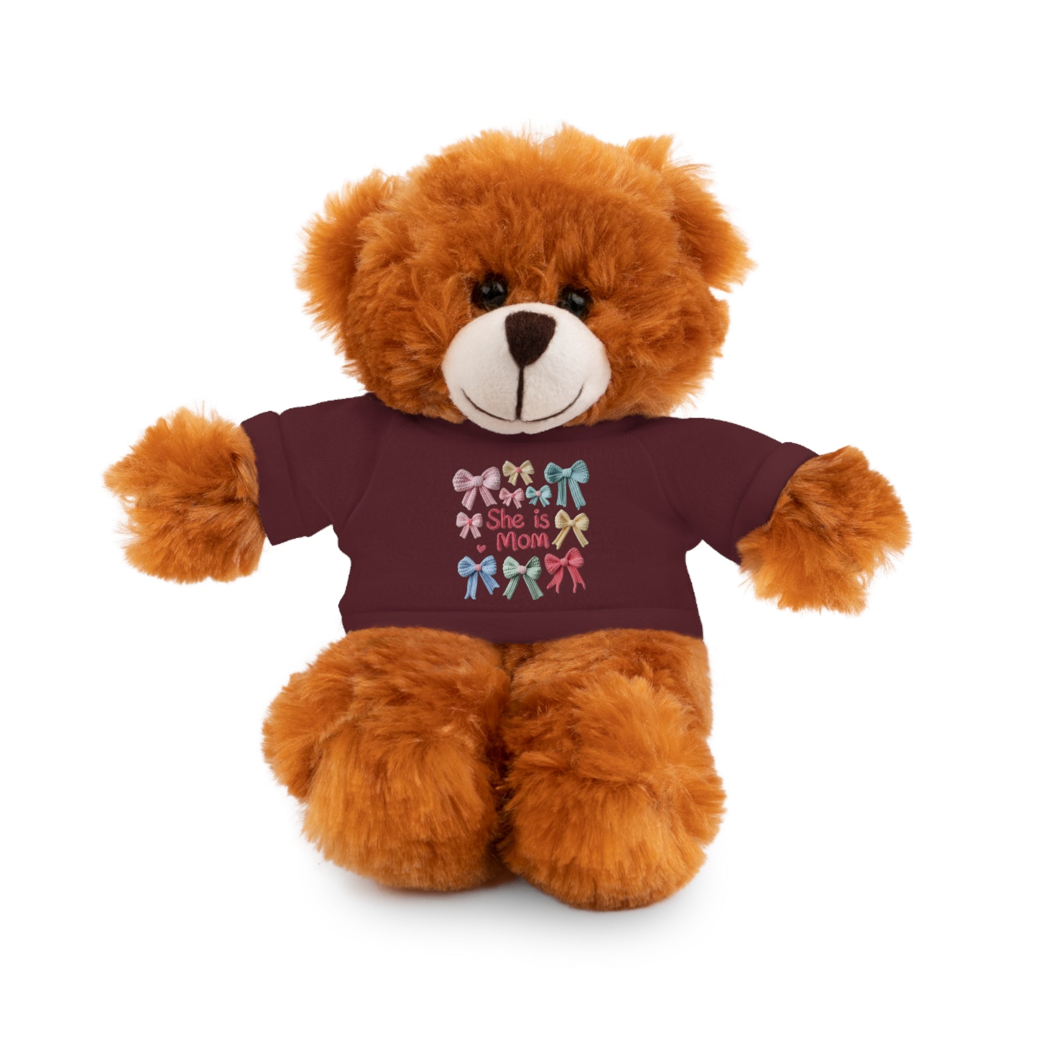 She is Mom Plush Bear with T‑Shirt – Cute Mother's Day Teddy Gift