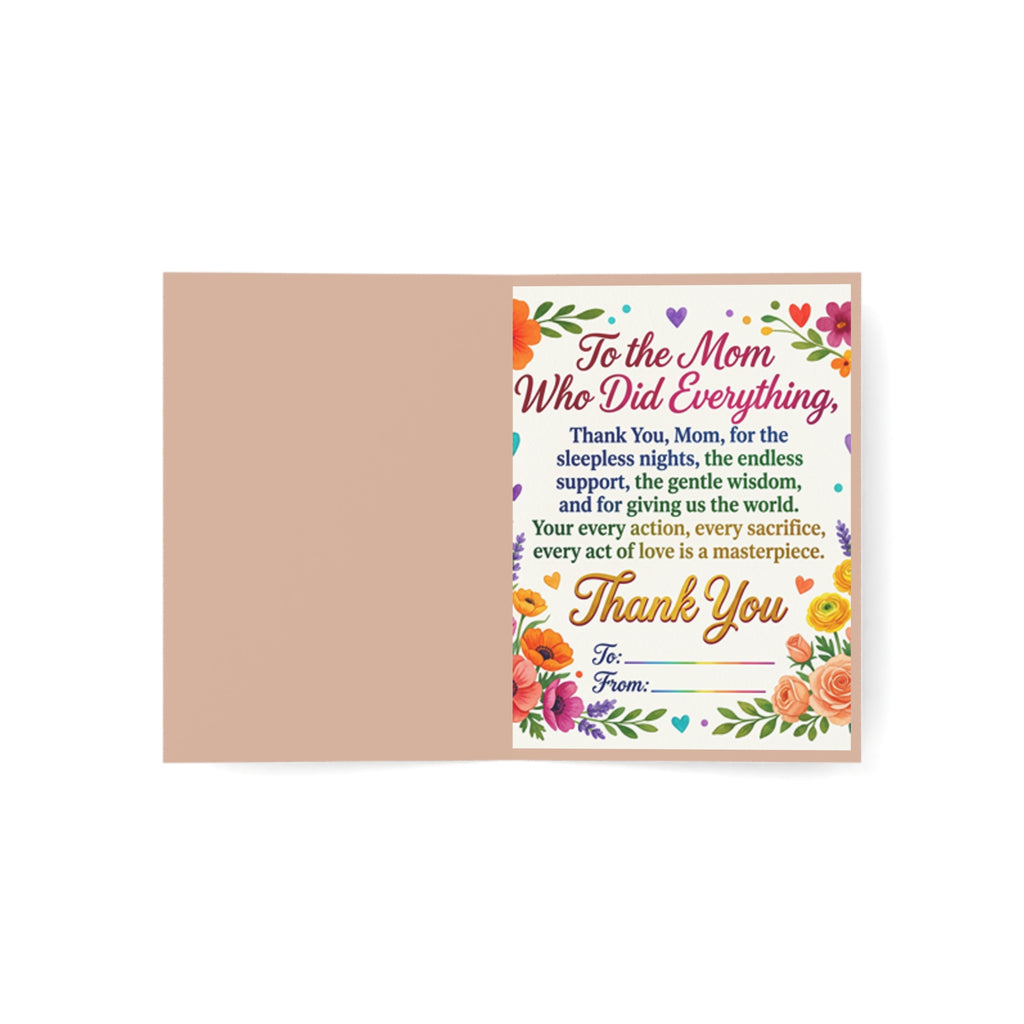 Mother's Day Greeting Card - "Mom your love means everything" Floral Blank Inside (Pack of 1/10/30/50)