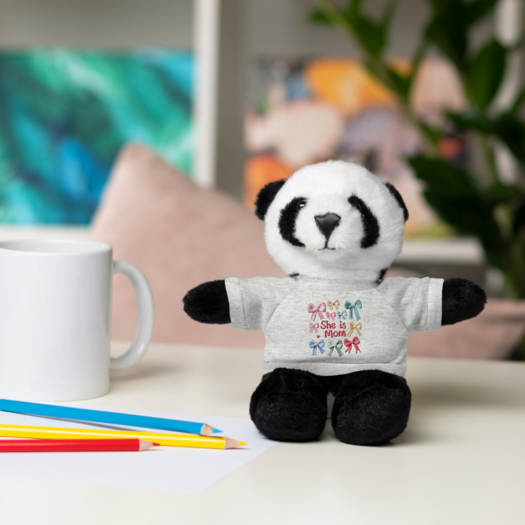 She is Mom Plush Bear with T‑Shirt – Cute Mother's Day Teddy Gift