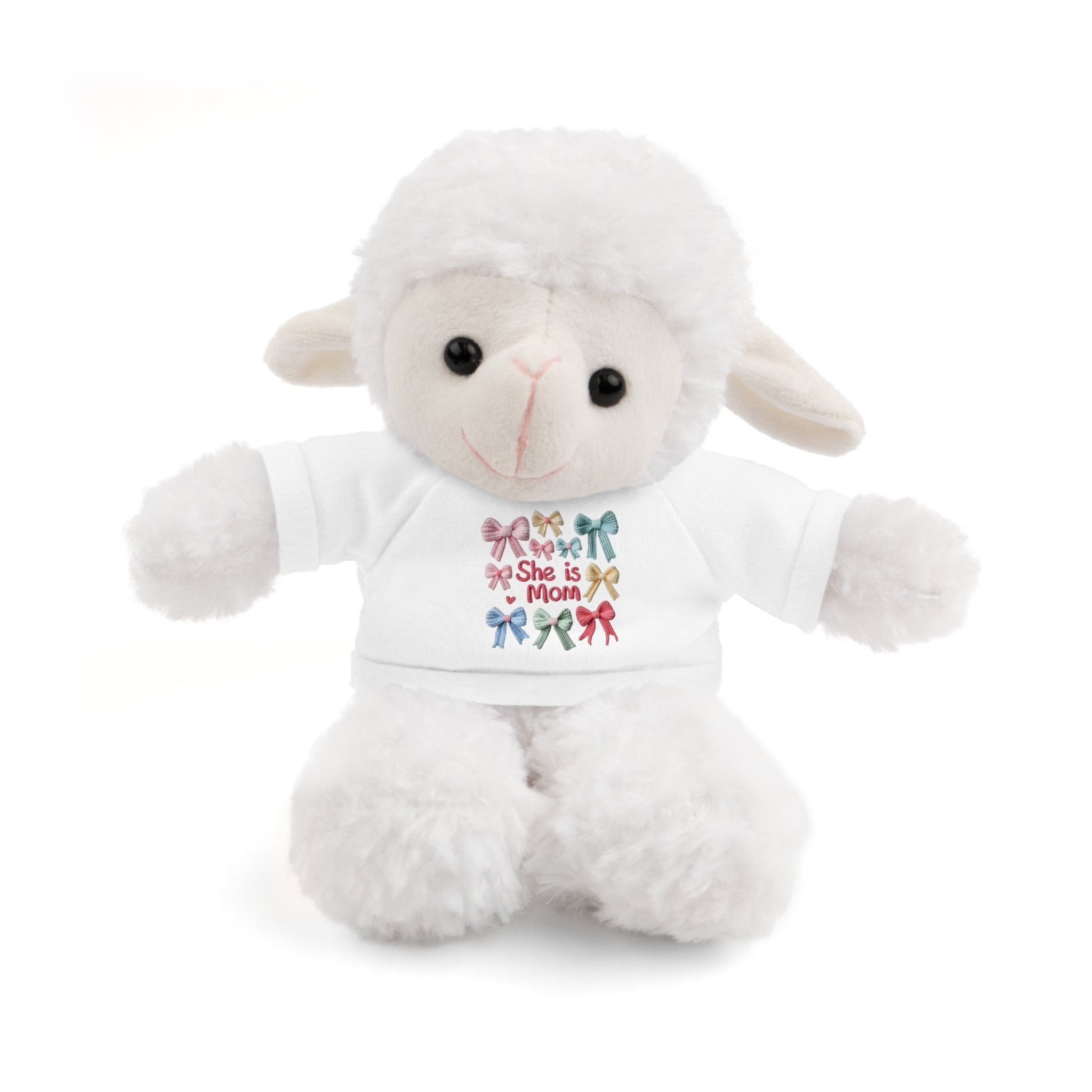 She is Mom Plush Bear with T‑Shirt – Cute Mother's Day Teddy Gift
