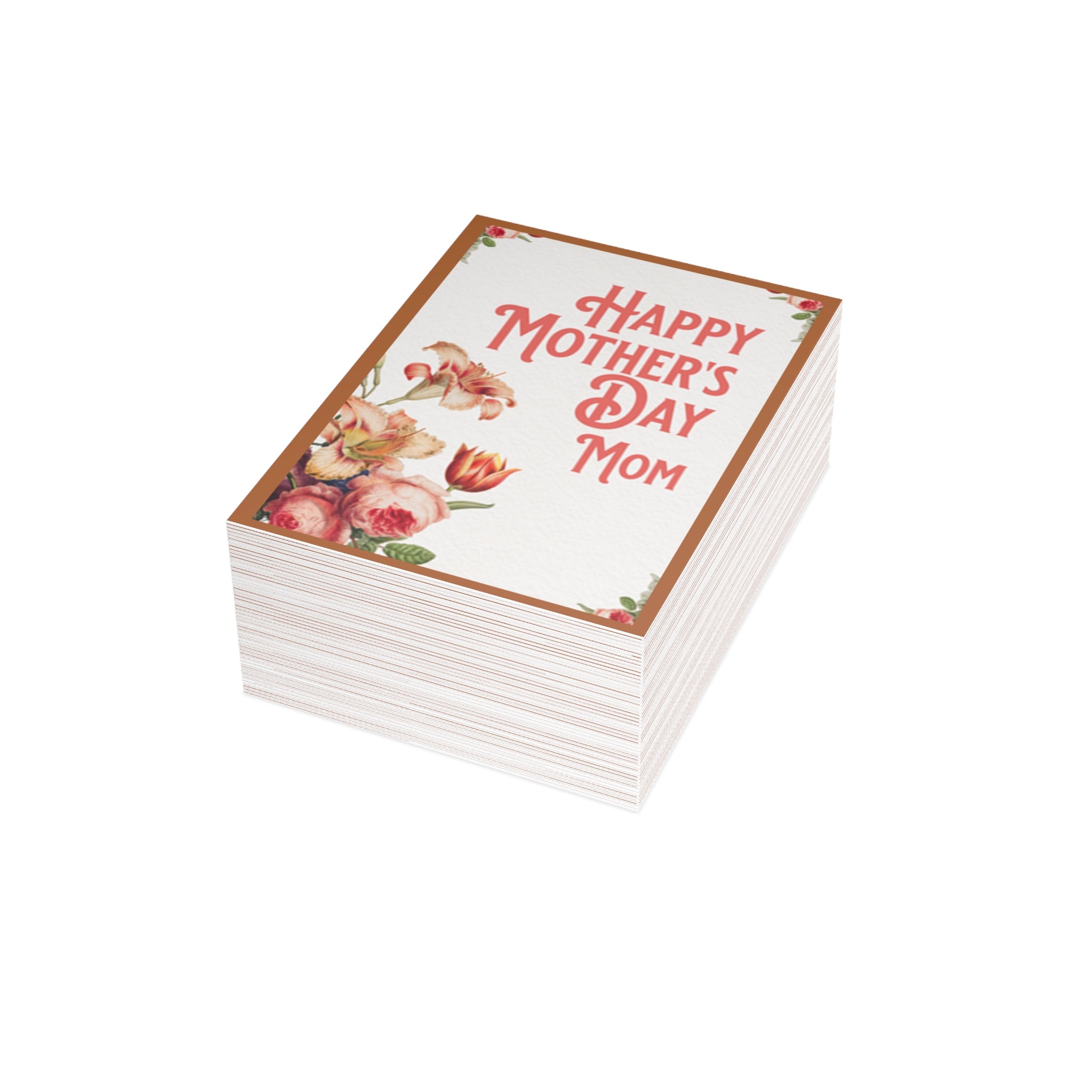 Mother's Day Greeting Card – "Happy Mother's Day Mom" Floral Folded Card (1/10/30/50 pcs)