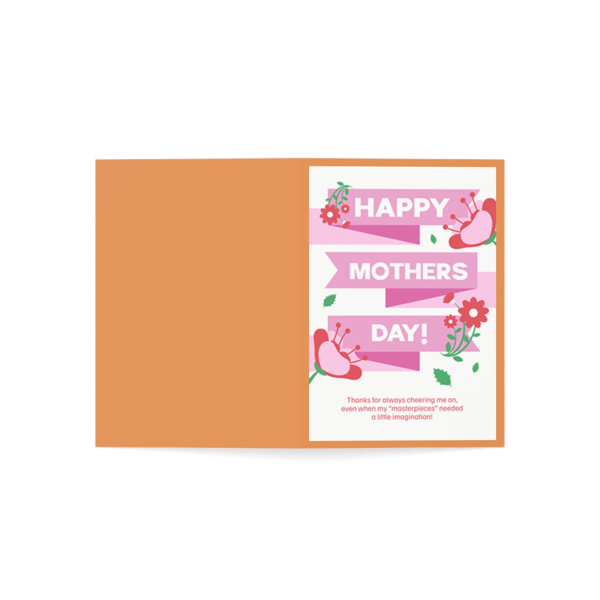 Happy Mothers Day Greeting Card — Floral Ribbon Design (1/10/30/50 pcs)