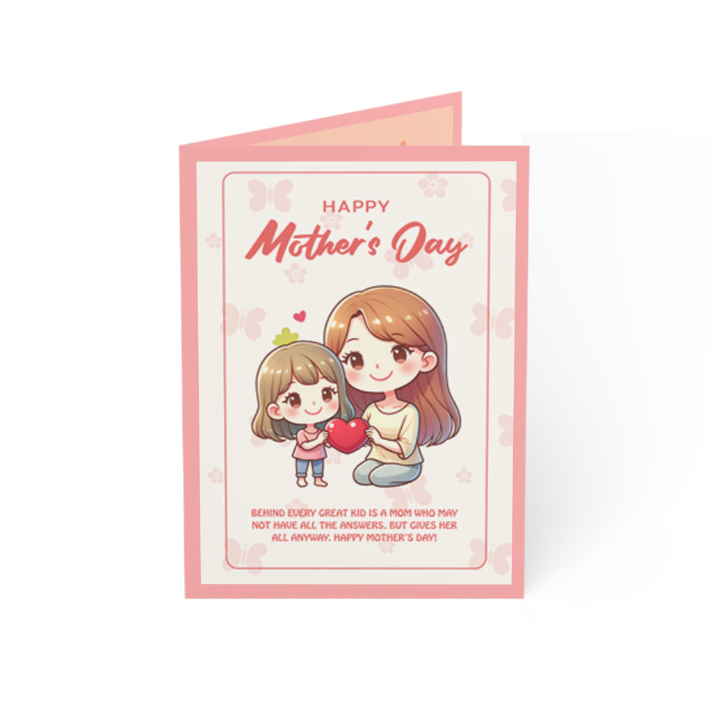 Mother's Day Greeting Card – Cute Mom & Daughter Card (Pack of 1/10/30/50)