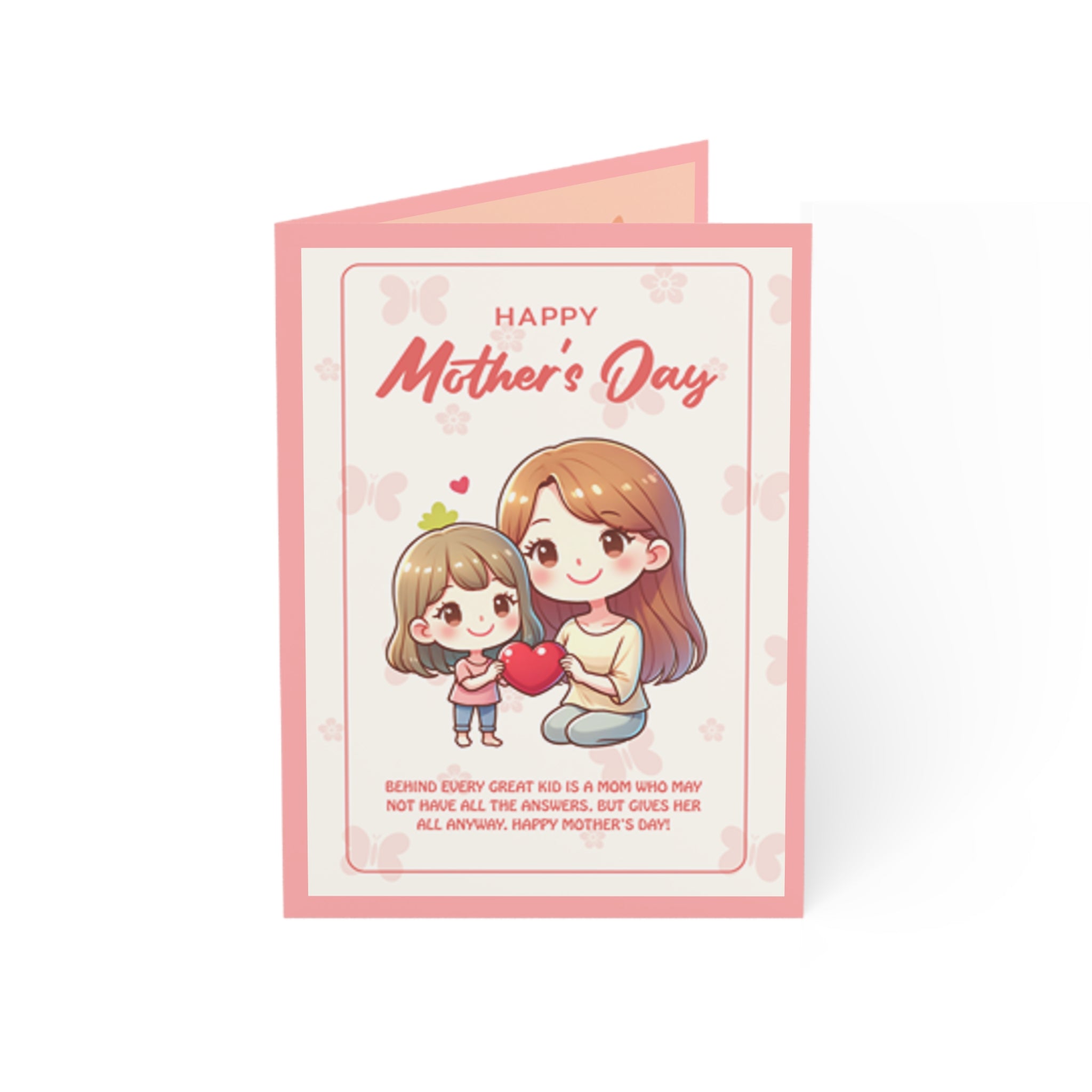 Mother's Day Greeting Card – Cute Mom & Daughter Card (Pack of 1/10/30/50)