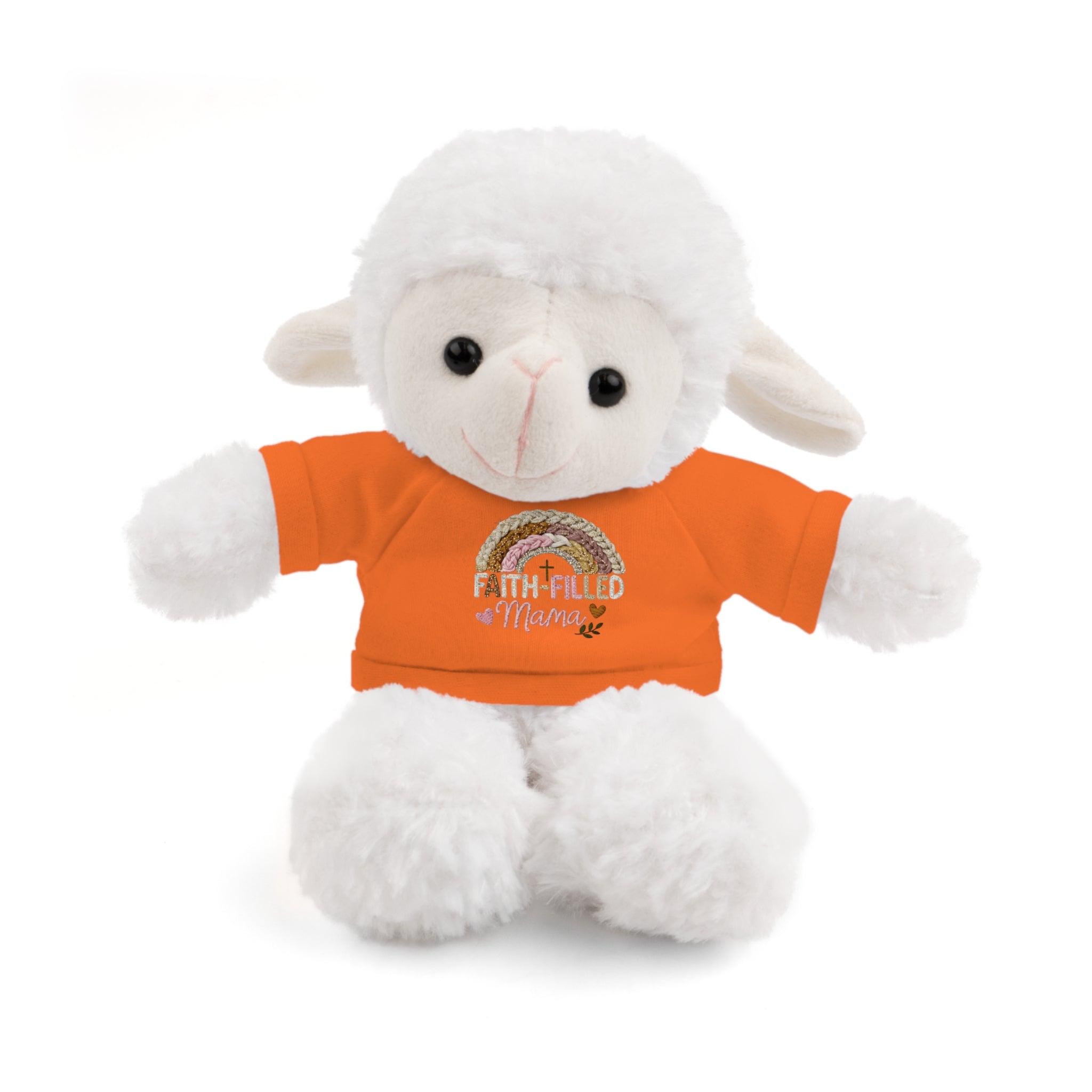Inspirational Plush Toy with “Faith-Filled Mama” Rainbow Tee