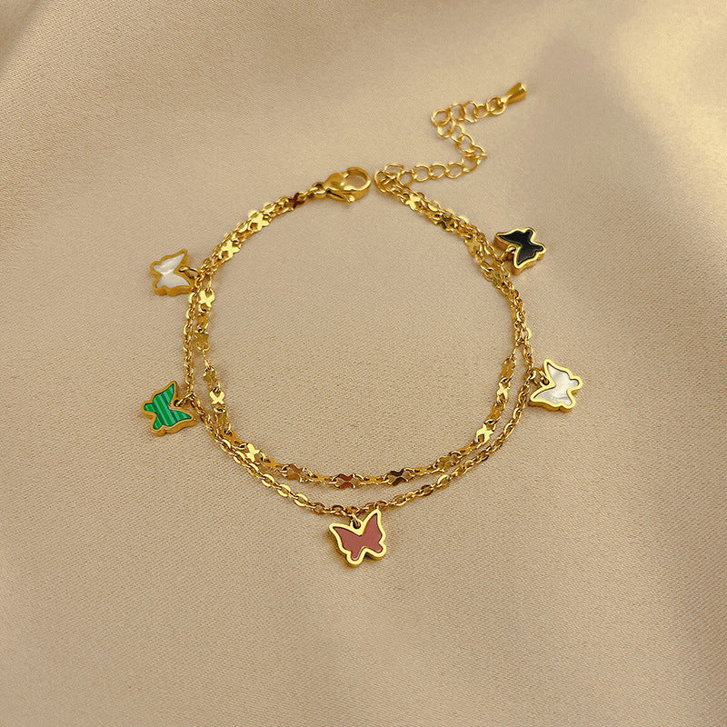 Adjustable Four-Leaf Clover Anklet Titanium Steel Jewelry