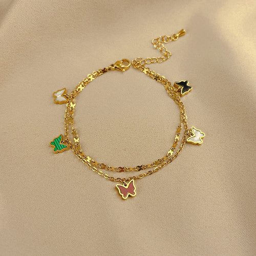 Adjustable Four-Leaf Clover Anklet Titanium Steel Jewelry
