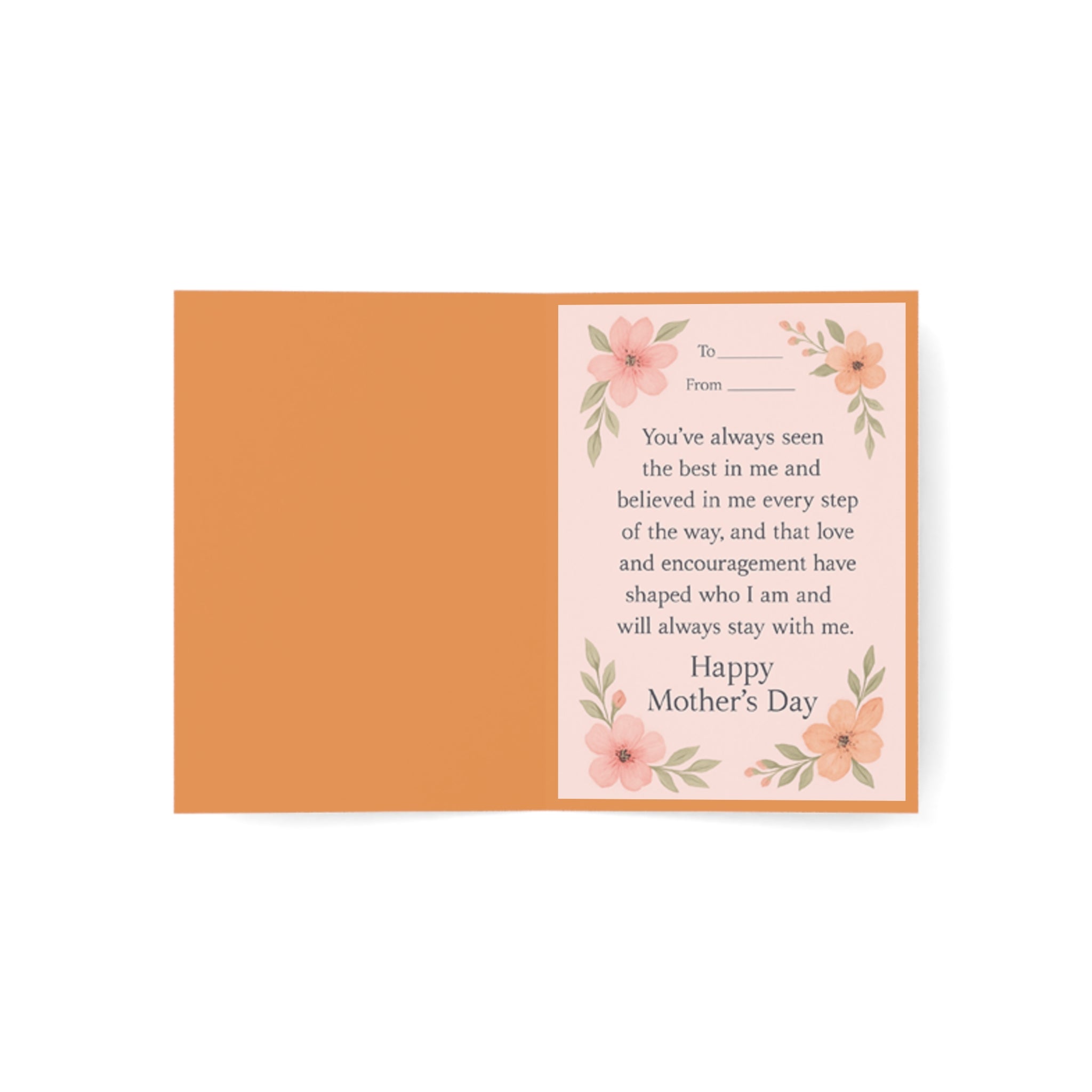 Happy Mothers Day Greeting Card — Floral Ribbon Design (1/10/30/50 pcs)