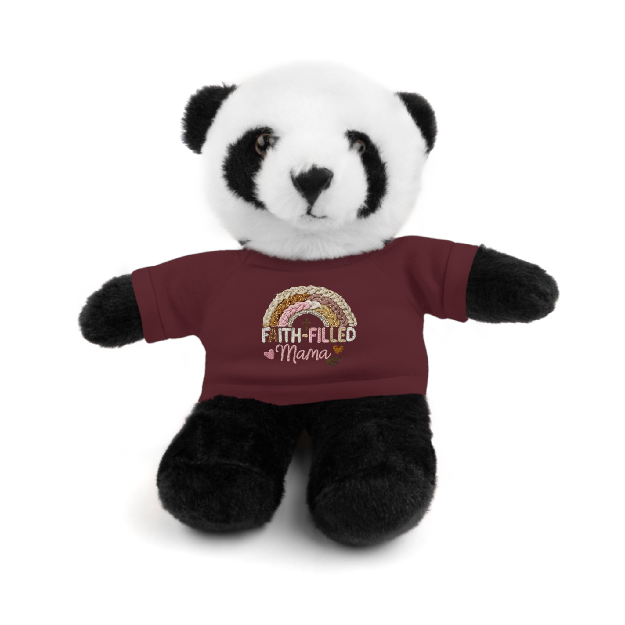 Inspirational Plush Toy with “Faith-Filled Mama” Rainbow Tee