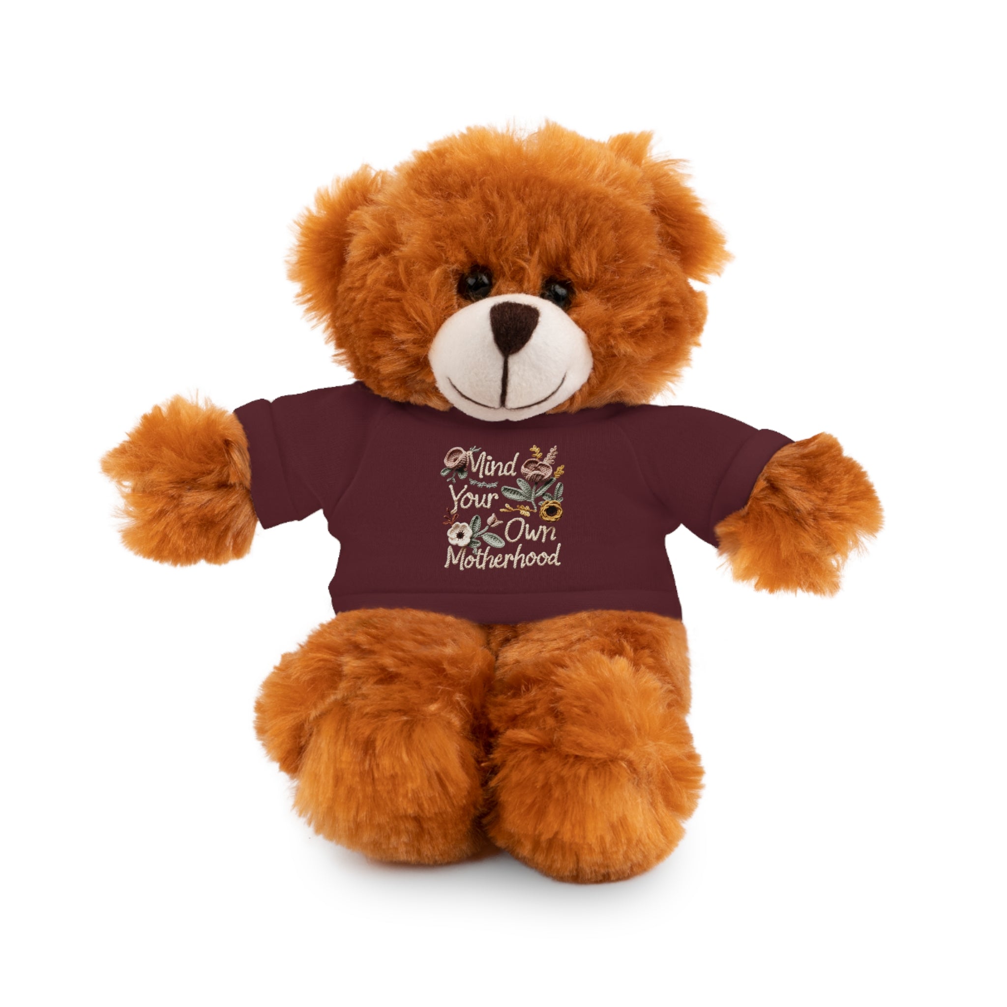 Floral 'Be Kind' Plush Bear with Tee — Cute Gift for Kids & Adults