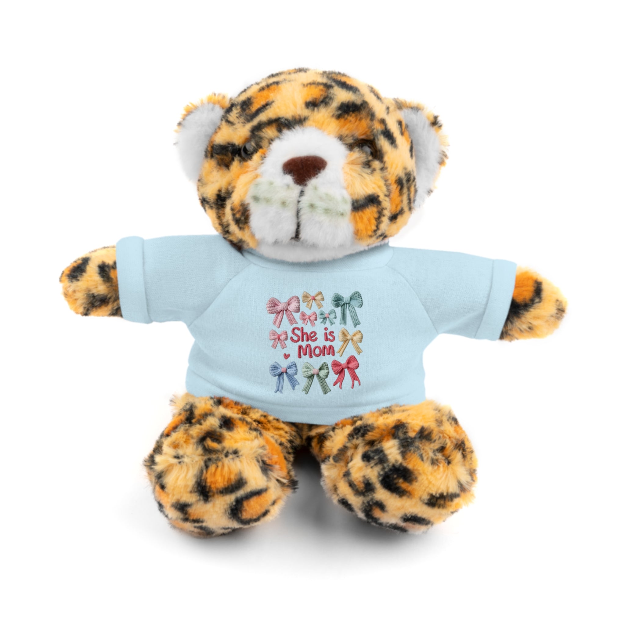 She is Mom Plush Bear with T‑Shirt – Cute Mother's Day Teddy Gift