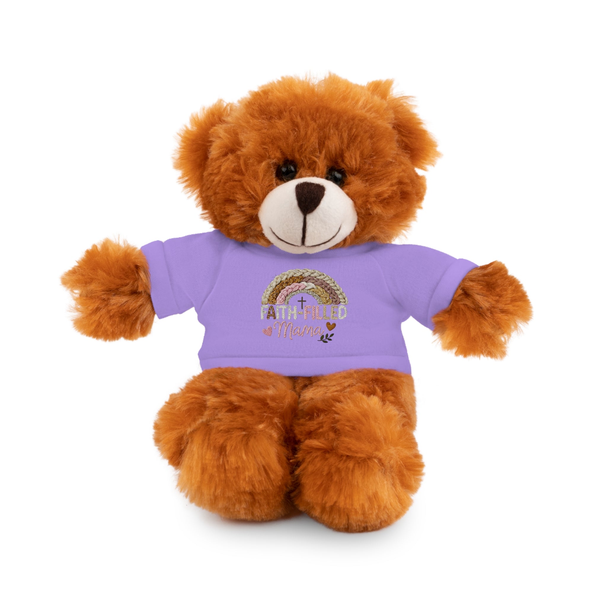 Inspirational Plush Toy with “Faith-Filled Mama” Rainbow Tee