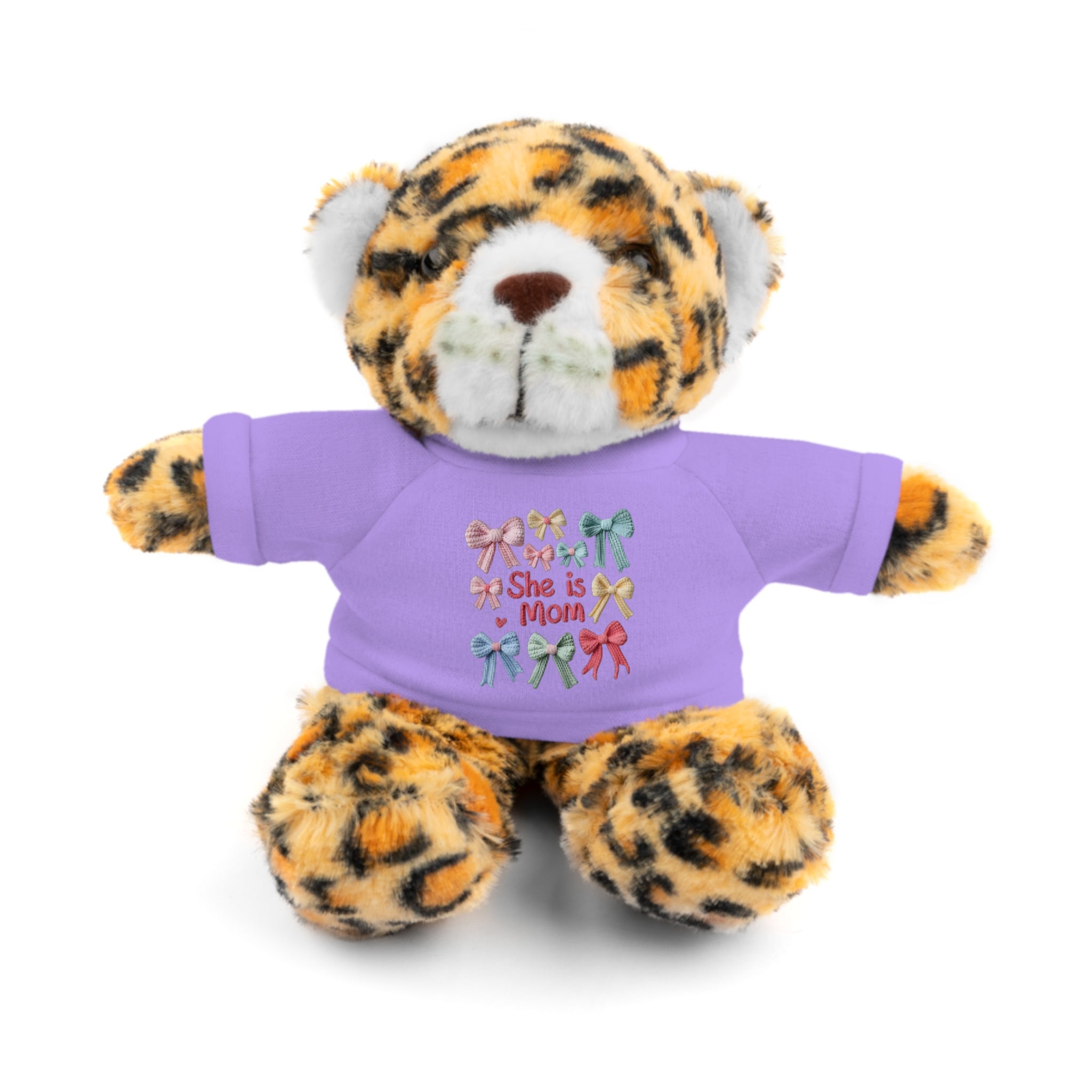 She is Mom Plush Bear with T‑Shirt – Cute Mother's Day Teddy Gift