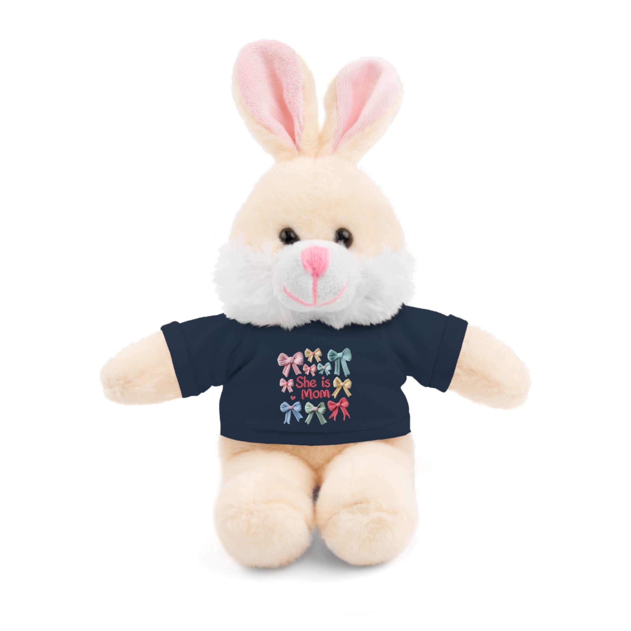 She is Mom Plush Bear with T‑Shirt – Cute Mother's Day Teddy Gift