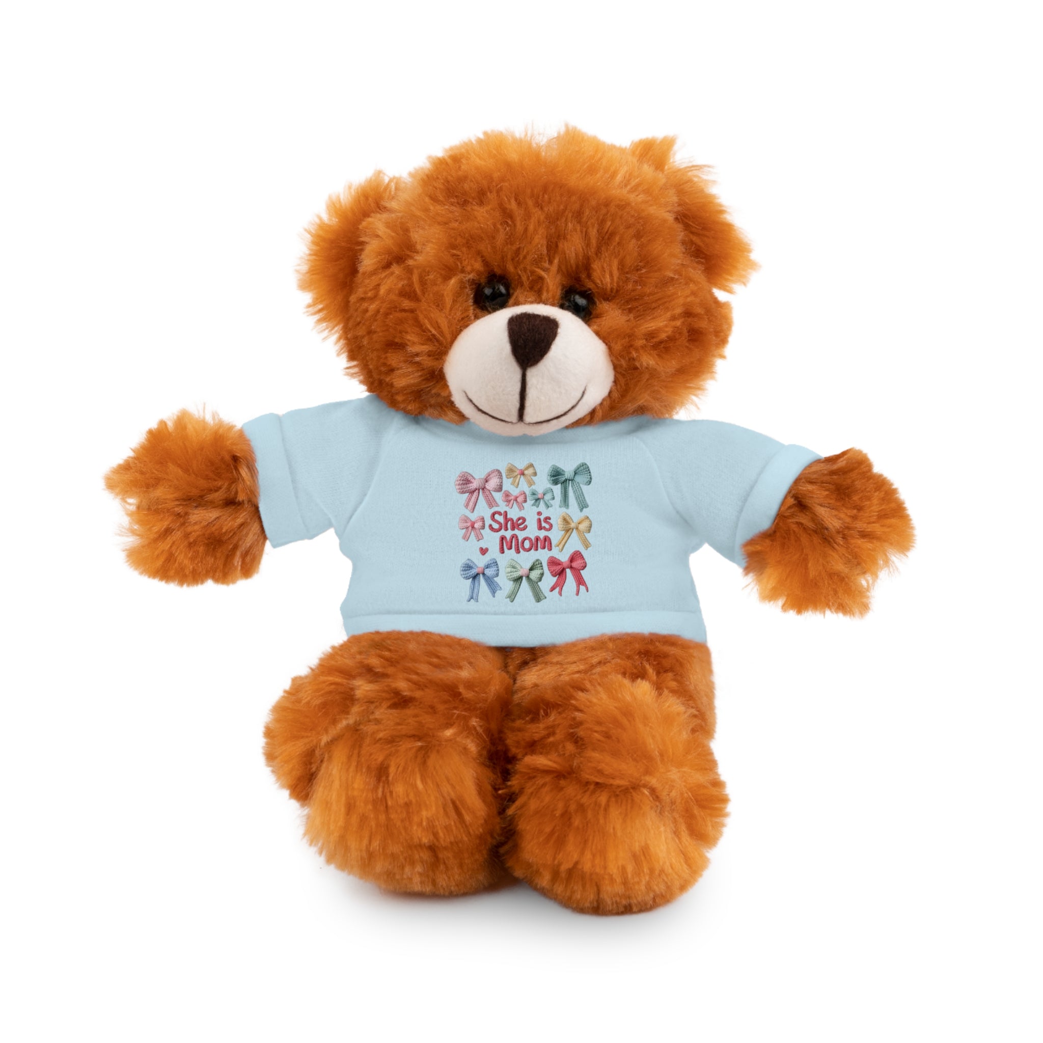 She is Mom Plush Bear with T‑Shirt – Cute Mother's Day Teddy Gift