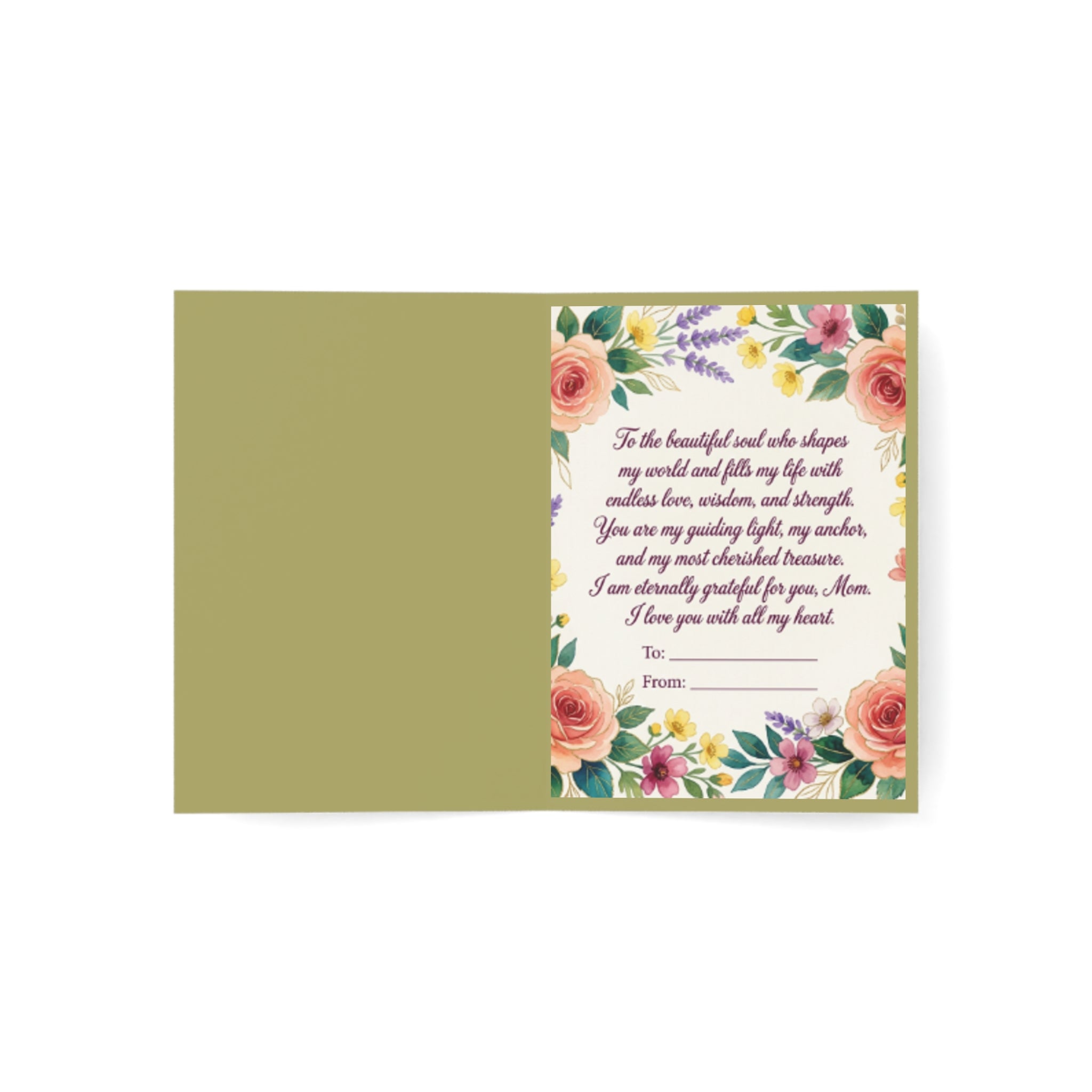 Mother's Day Greeting Card - Cute Floral Mom Card “Your Love Is the Heart of Our Home” (Bulk 1/10/30/50)