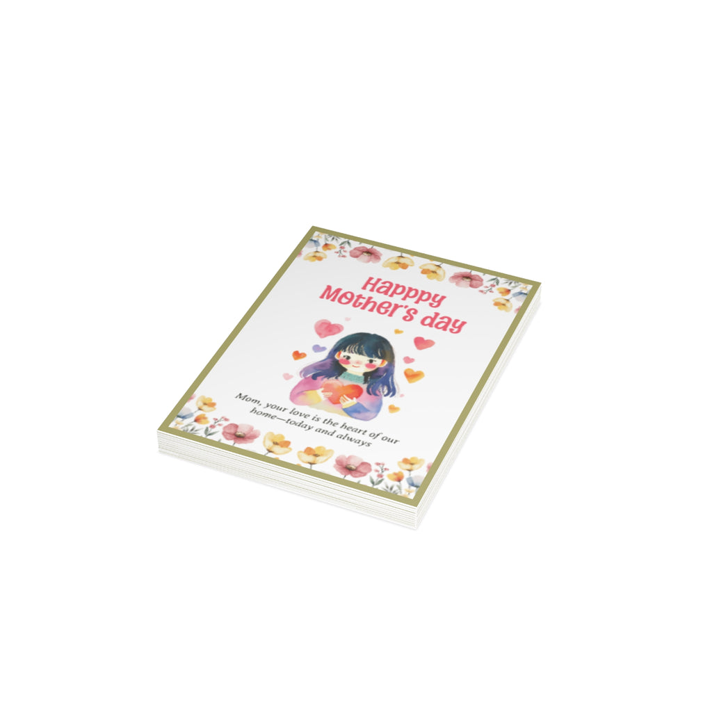 Mother's Day Greeting Card - Cute Floral Mom Card “Your Love Is the Heart of Our Home” (Bulk 1/10/30/50)