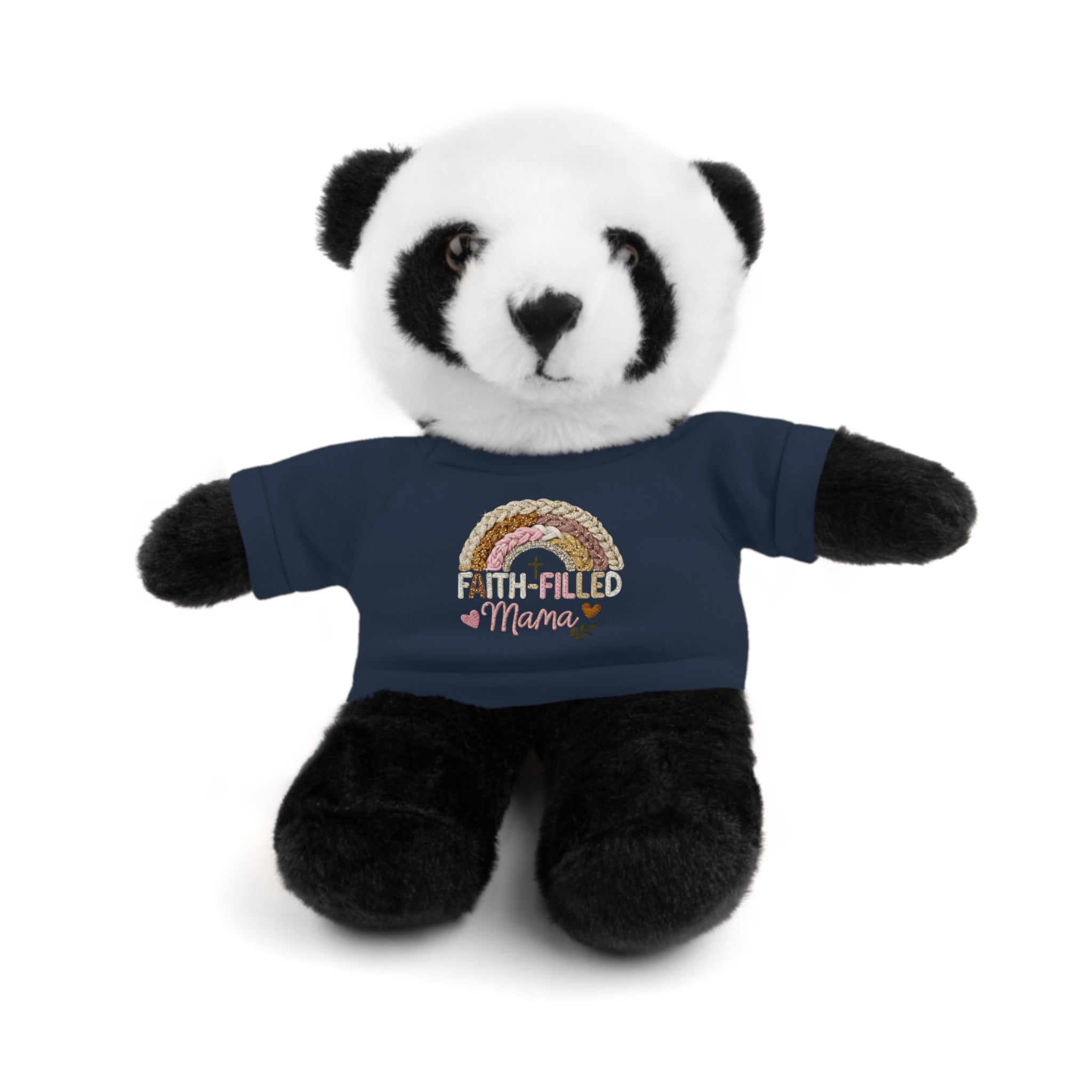Inspirational Plush Toy with “Faith-Filled Mama” Rainbow Tee