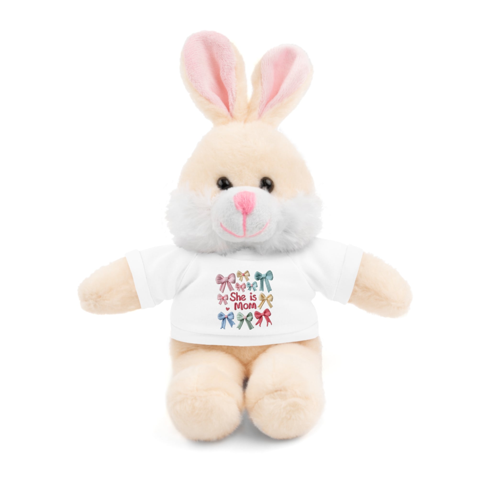 She is Mom Plush Bear with T‑Shirt – Cute Mother's Day Teddy Gift