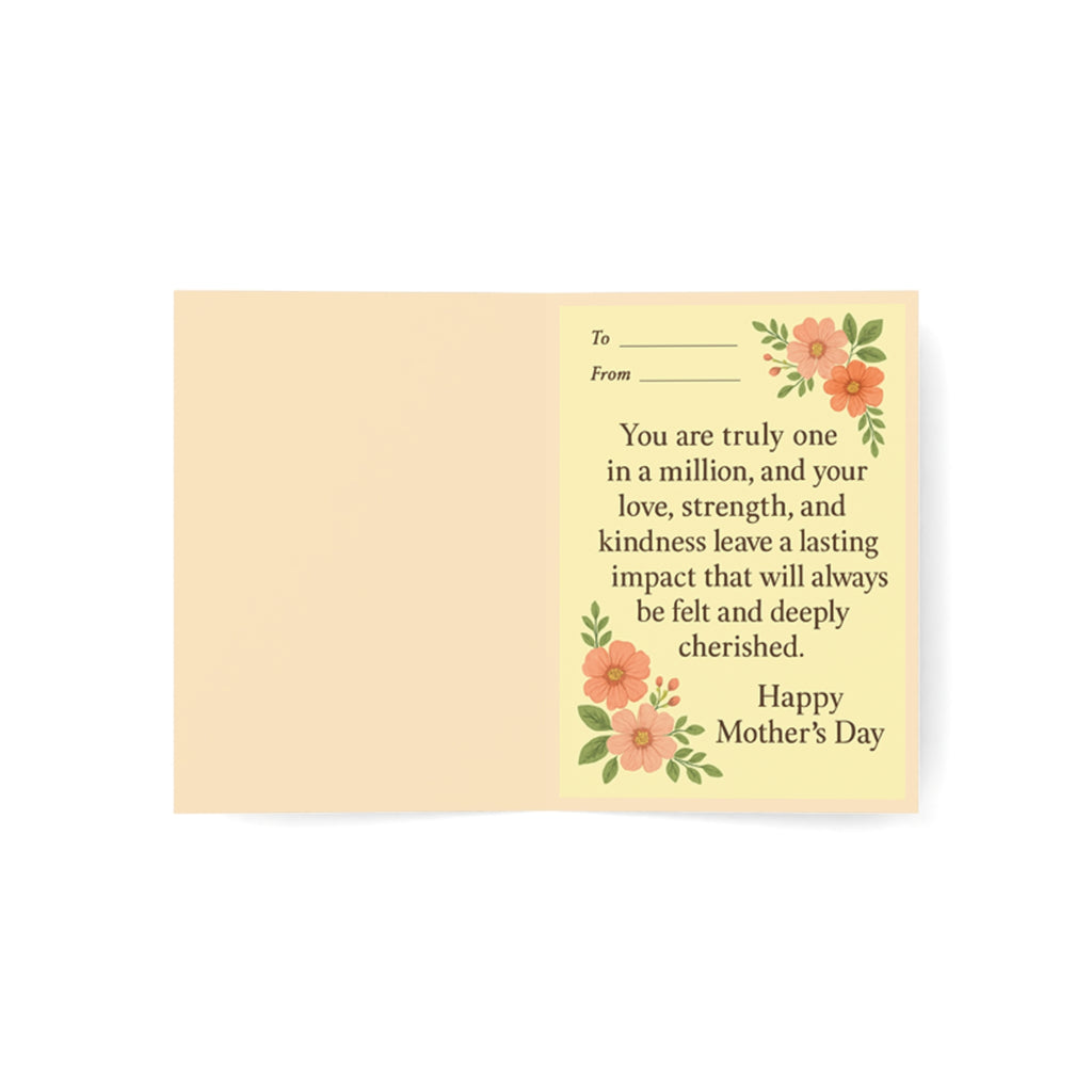 Mother’s Day Floral Greeting Card — "Mom, You Are Truly One of a Kind" (Single or Bulk Packs)