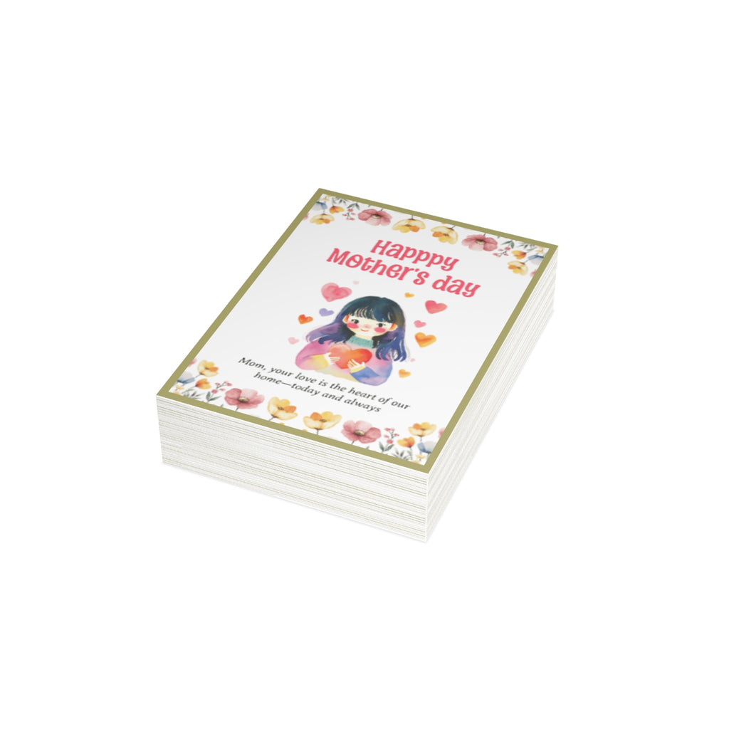 Mother's Day Greeting Card - Cute Floral Mom Card “Your Love Is the Heart of Our Home” (Bulk 1/10/30/50)