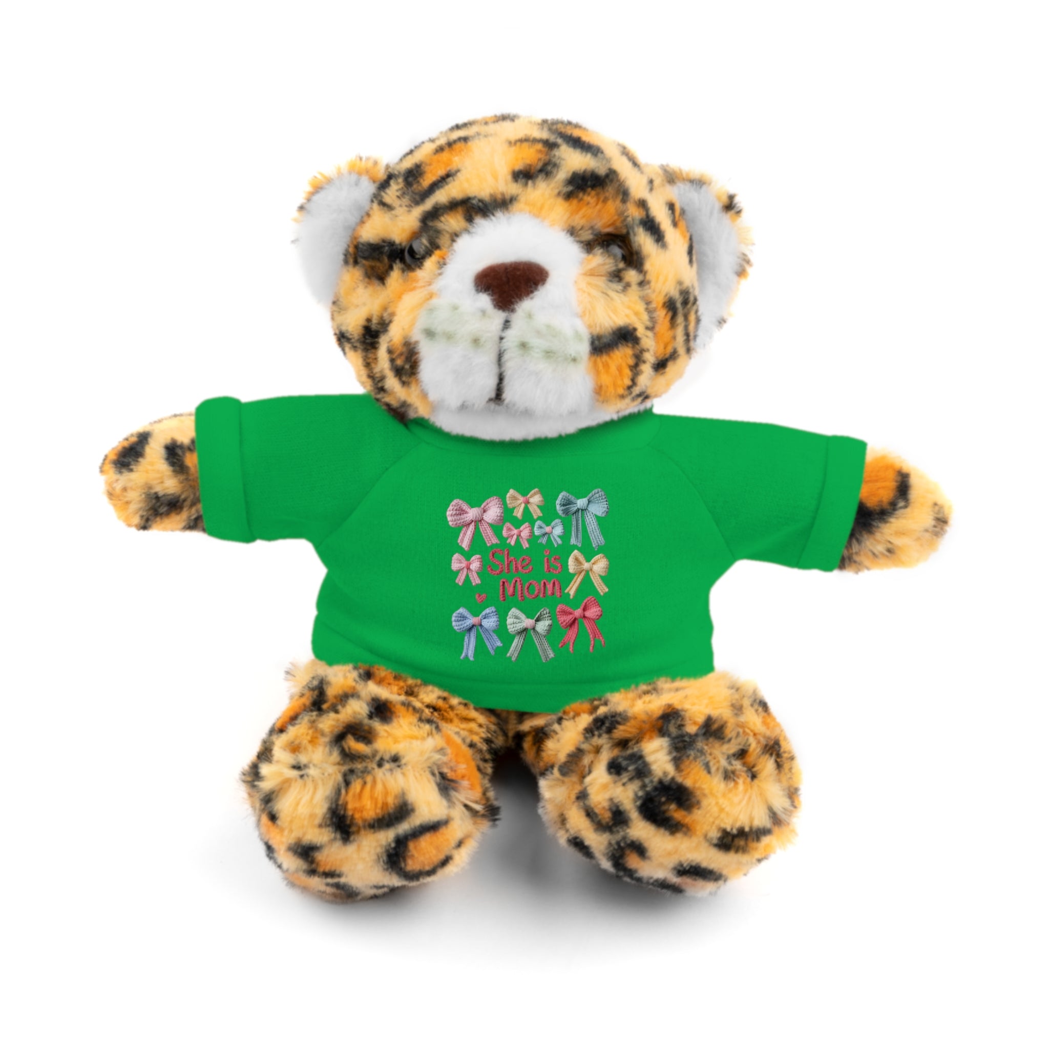 She is Mom Plush Bear with T‑Shirt – Cute Mother's Day Teddy Gift